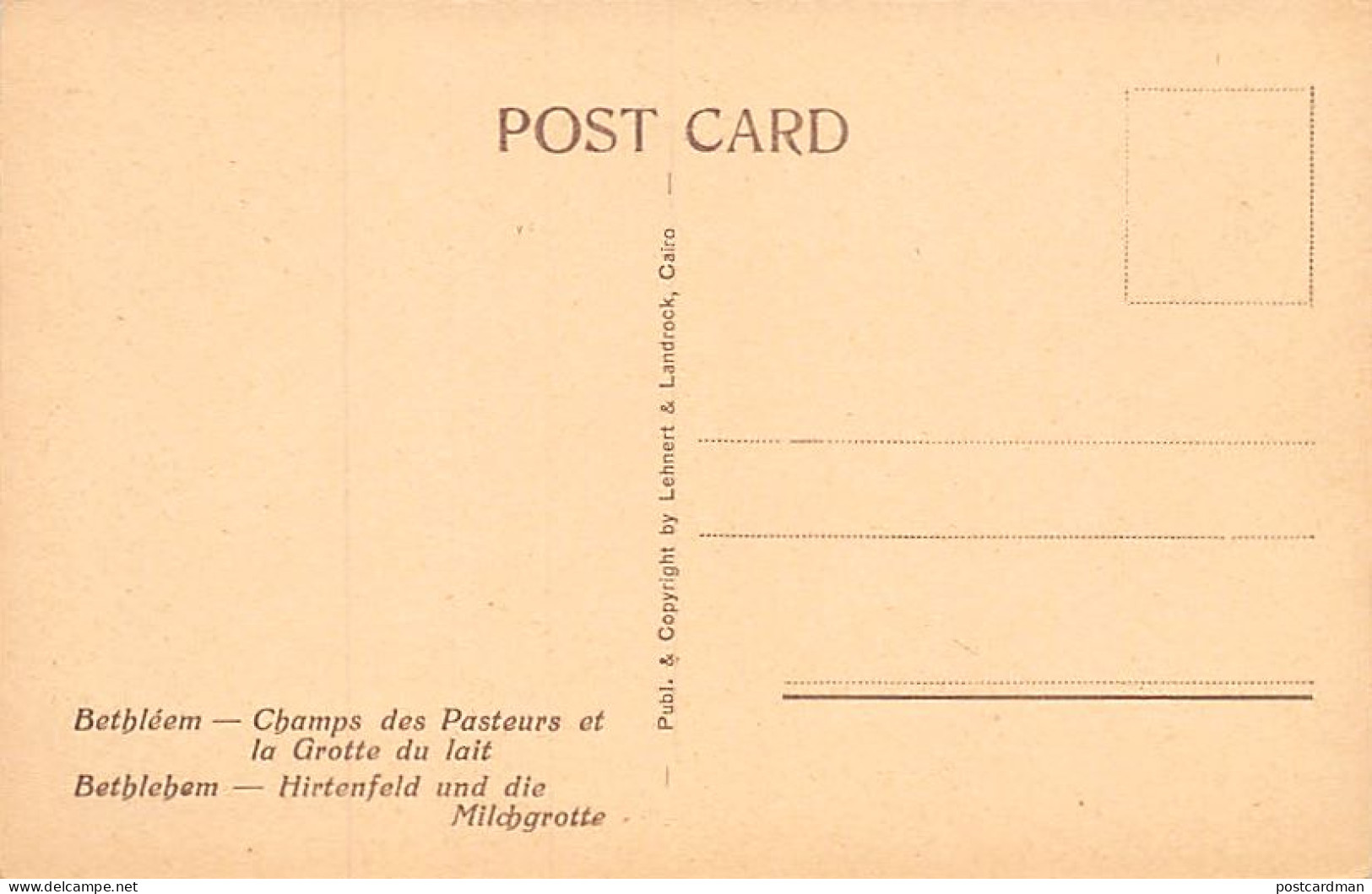 Palestine - BETHLEHEM - Shepherds Fields And The Mik Grotto - Publ. Lehnert & Landrock 644 - Palästina