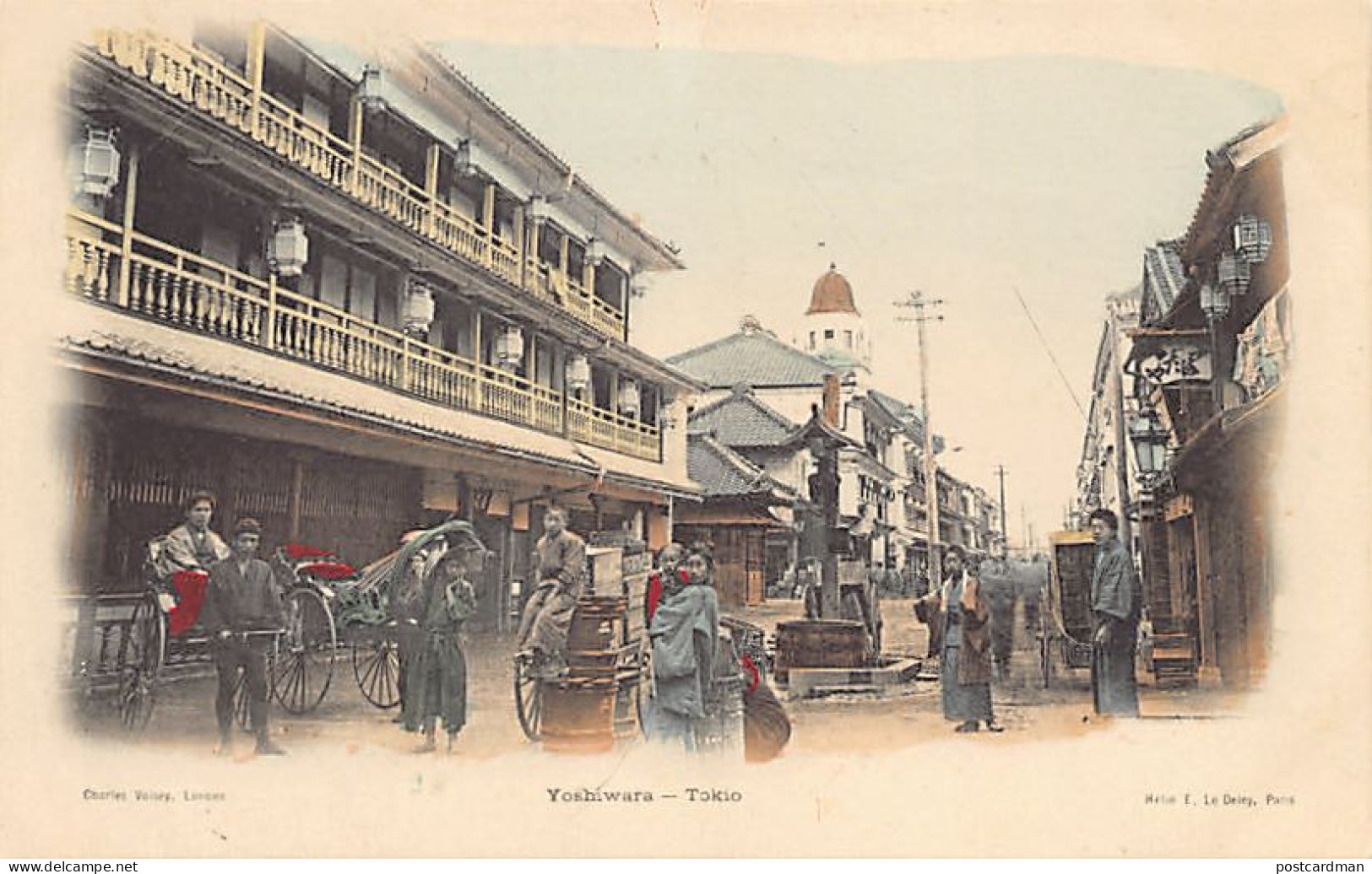 Japan - Tokyo - Yoshiwara Red Light Quarter - Publ. Charles Voisey Watercolored - Tokio