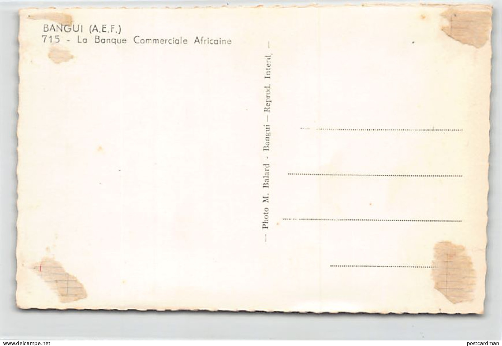 Centrafrique - BANGUI - La Banque Commerciale Africaine - Ed. M. Balard 715 - República Centroafricana