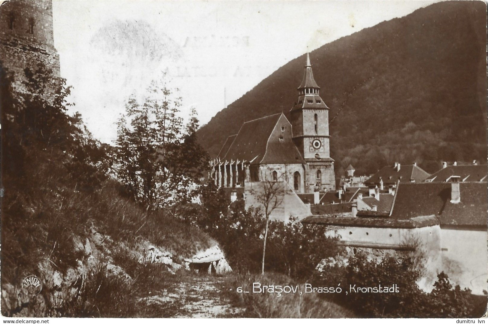 ROMANIA 1929 BRASOV - VIEW WITH THE BLACK CHURCH, BUILDINGS, ARCHITECTURE, MOUNTAIN LANDSCAPE - Romania