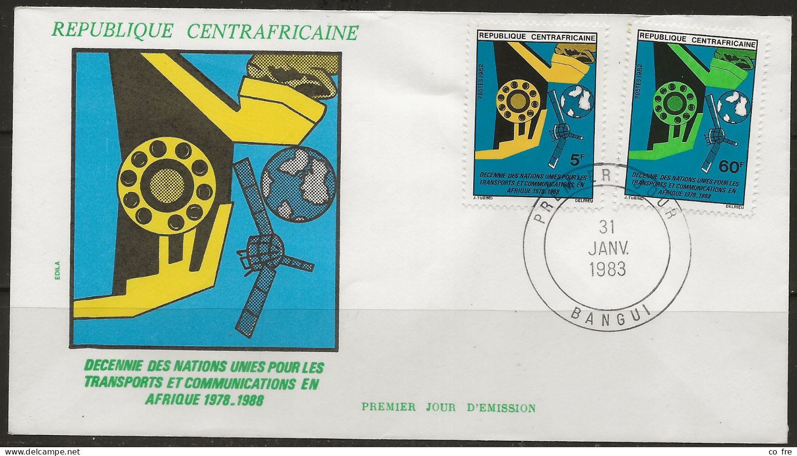 République Centrafricaine, Envelope 1er Jour (FDC) Des N°560 Et 561 (ref.2) - República Centroafricana