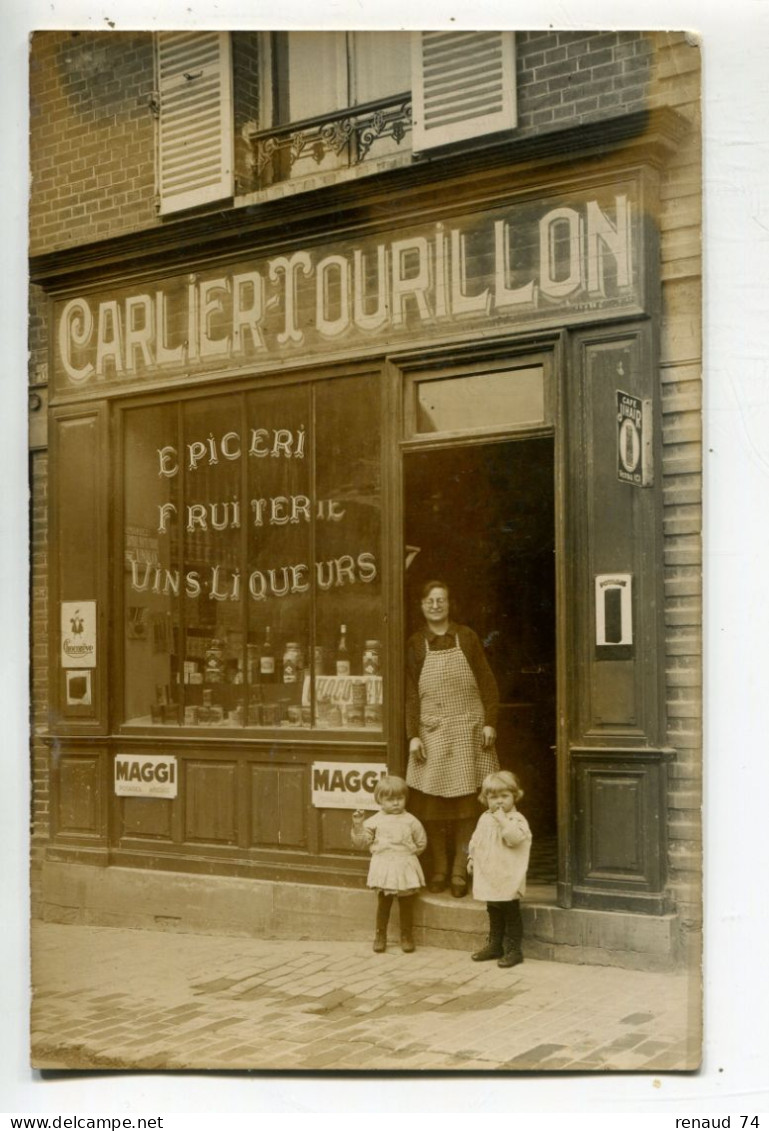 A Identifier Carte Photo France épicerie Carlier Tourillon 59? 62? 80? - A Identifier