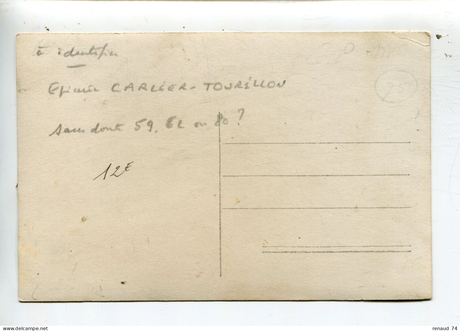 A Identifier Carte Photo France épicerie Carlier Tourillon 59? 62? 80? - A Identifier