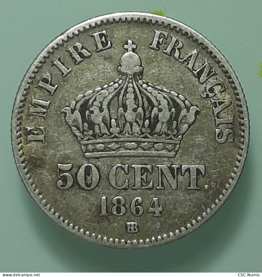 (CG#044) - Napoléon III - 50 Centimes 1864 BB, Strasbourg - 50 Centimes