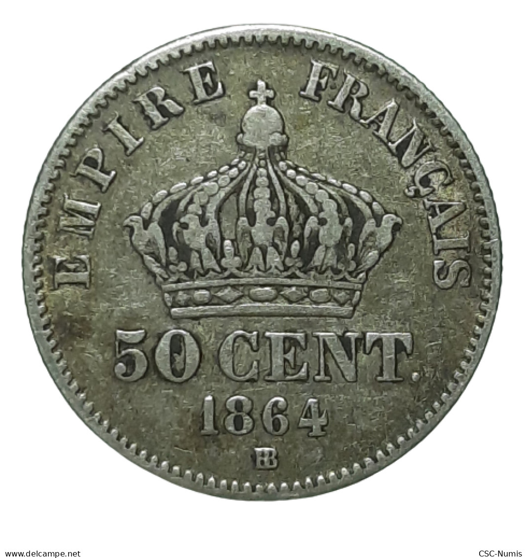 (CG#044) - Napoléon III - 50 Centimes 1864 BB, Strasbourg - 50 Centimes