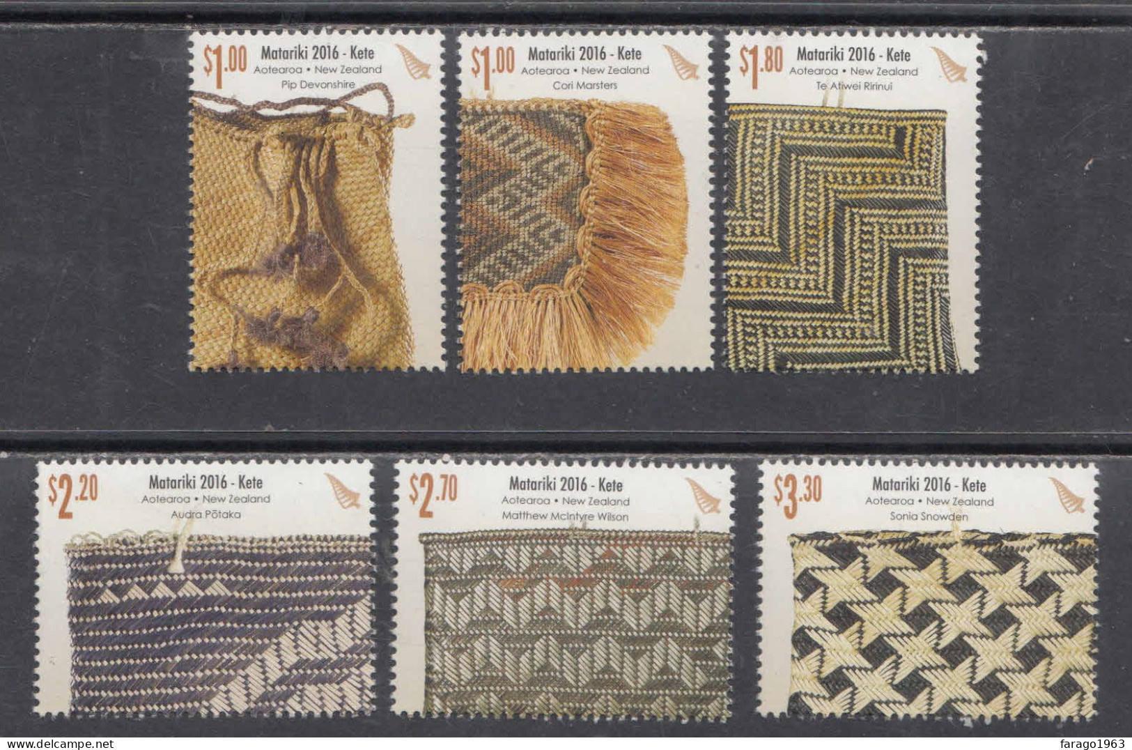 2016 New Zealand Matariki Woven Fabrics Weaving  Complete Set Of 6 MNH @ BELOW FACE VALUE - Unused Stamps