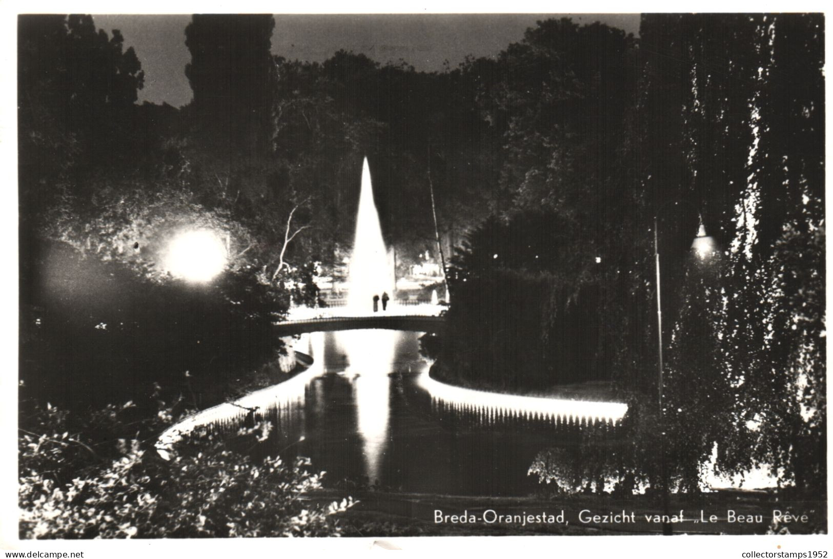 BREDA, FOUNTAIN, NIGHT, PARK, NETHERLANDS, POSTCARD - Breda