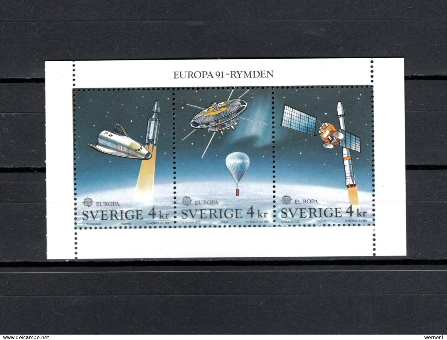 Sweden 1991 Space, Europa Set Of 3 (booklet Pane) MNH - Europa