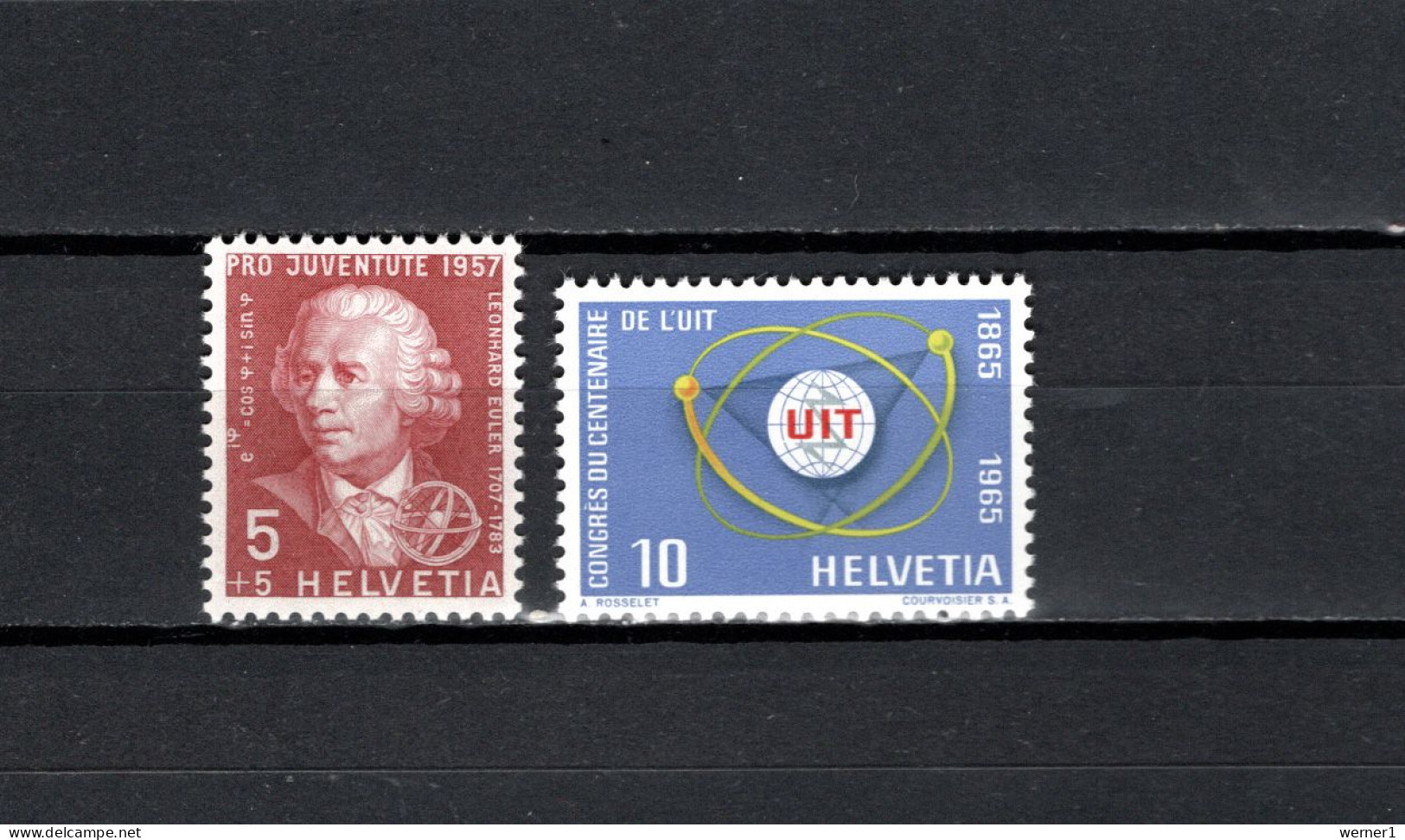 Switzerland 1957/1965 Space, Leonhard Euler 250th Birthday Anniv., ITU Centenary 2 Stamps MNH - Europa