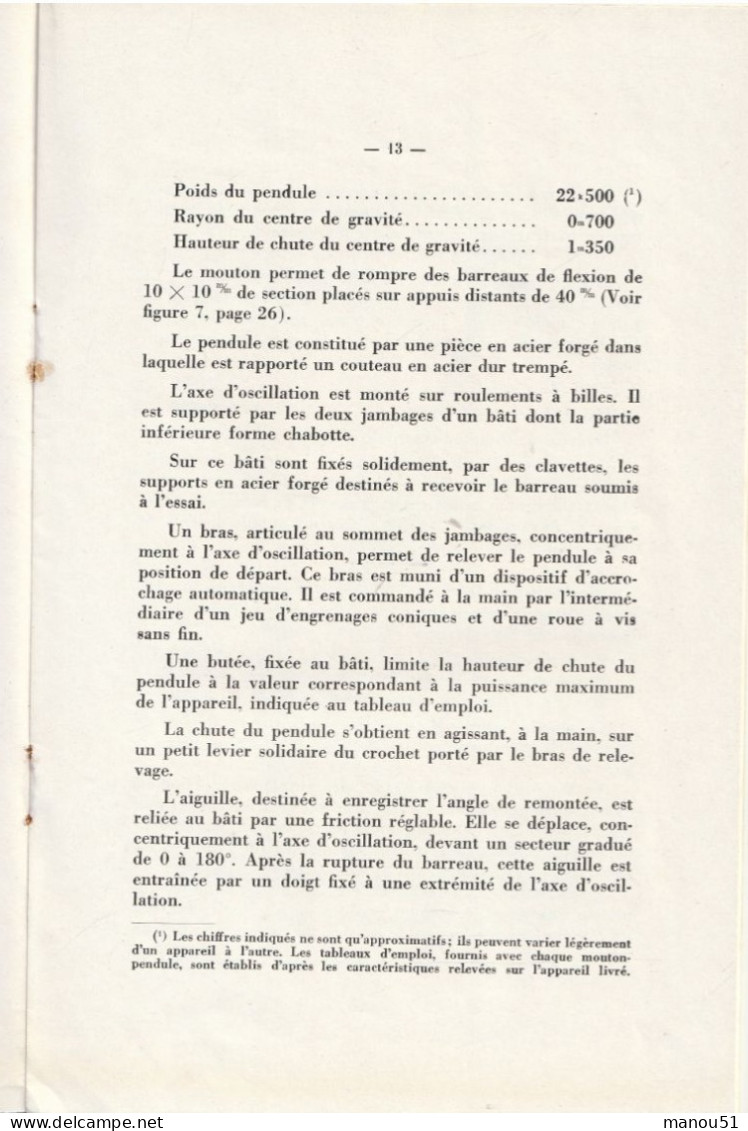 MACHINES-OUTILS - Forges De Chatillon, Cimmentry Et Neuves Maisons - Mouton Pendule Système Charpy - Altri & Non Classificati