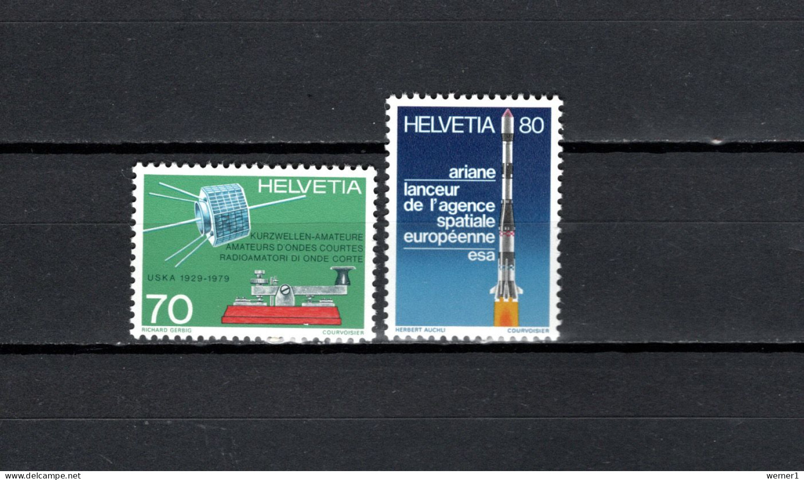 Switzerland 1979 Space, ESA, Satellite 2 Stamps MNH - Europa