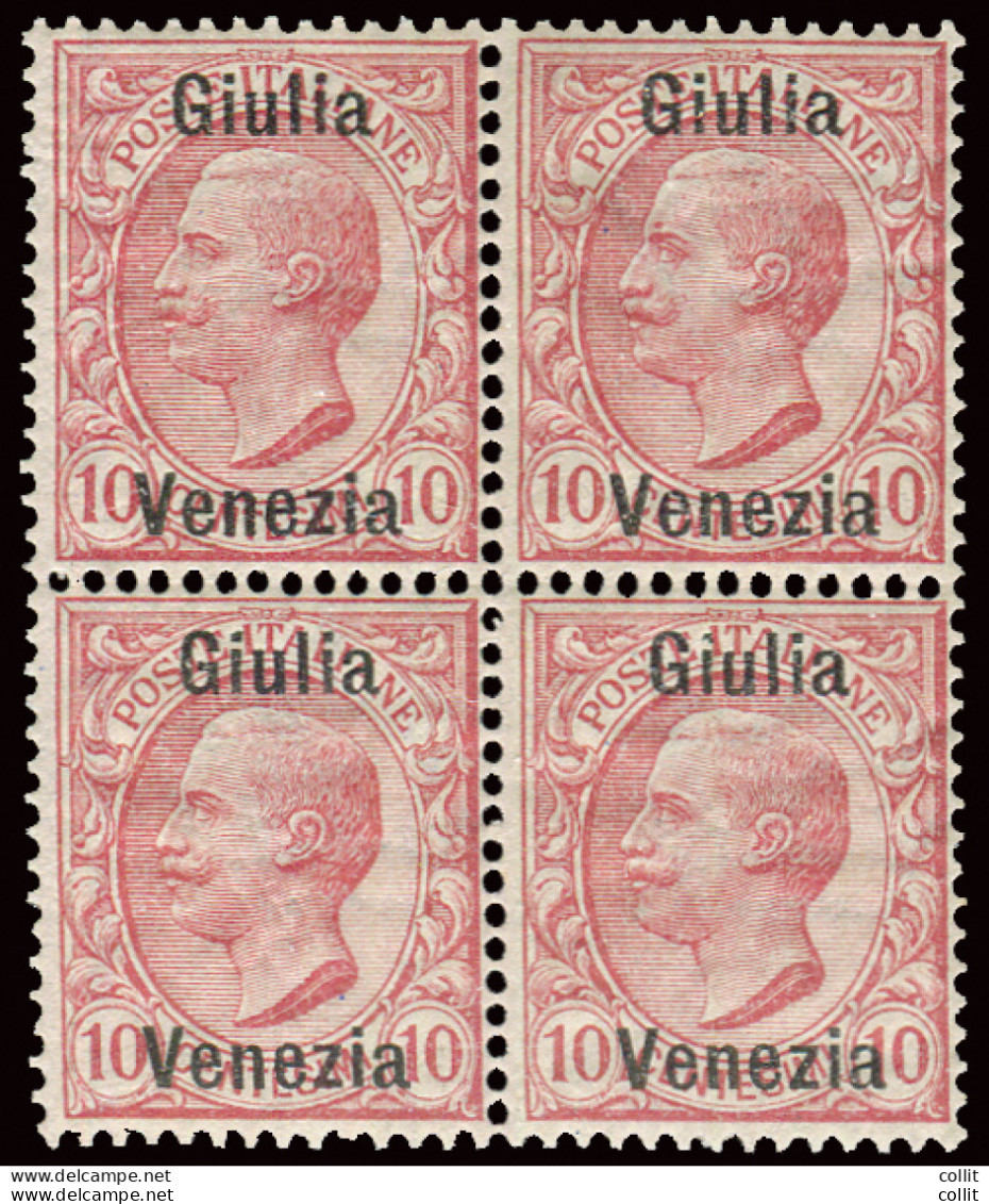 Venezia Giulia - Leoni 10 C. Quartina Con Soprastampa Giulia Venezia - Emissions Locales/autonomes