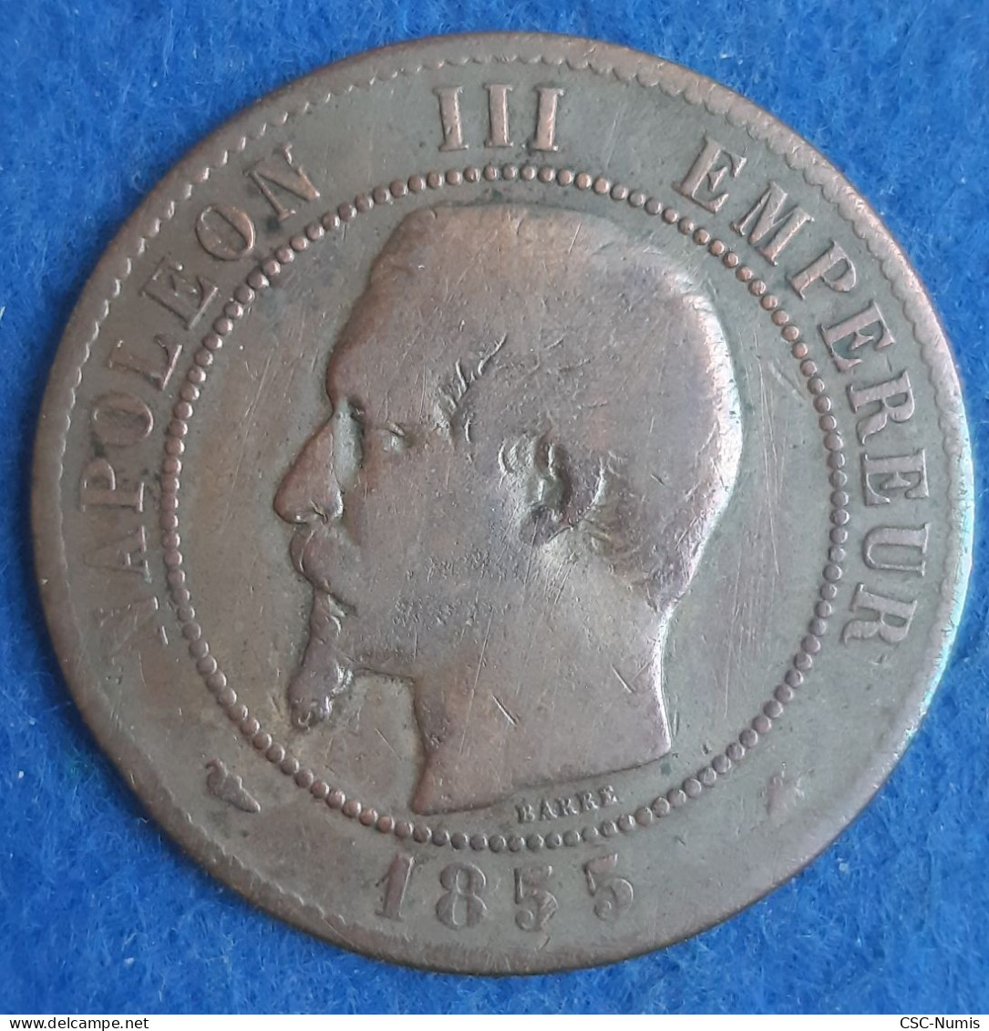 (CG#145) - Napoléon III - 10 Centimes 1855 BB, Strasbourg - Différent Chien - 10 Centimes