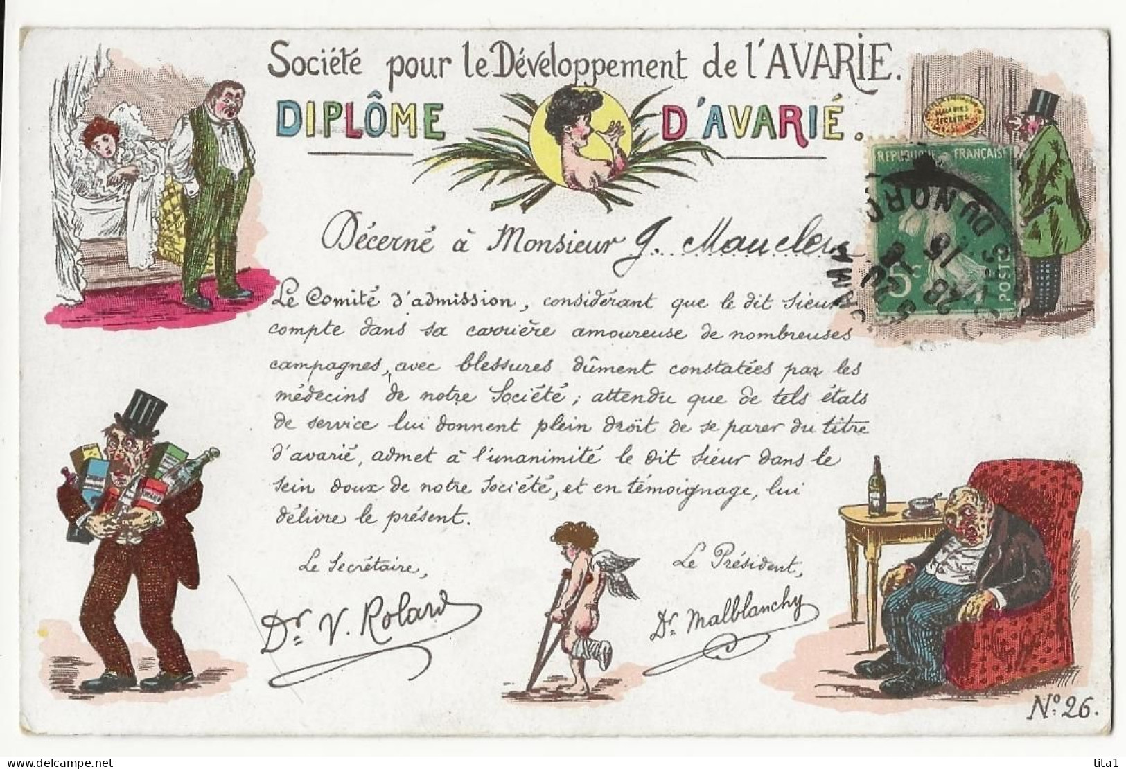 258 - Société Pour Le Développement De L' Avarie - Diplôme D' Avarié - Humour