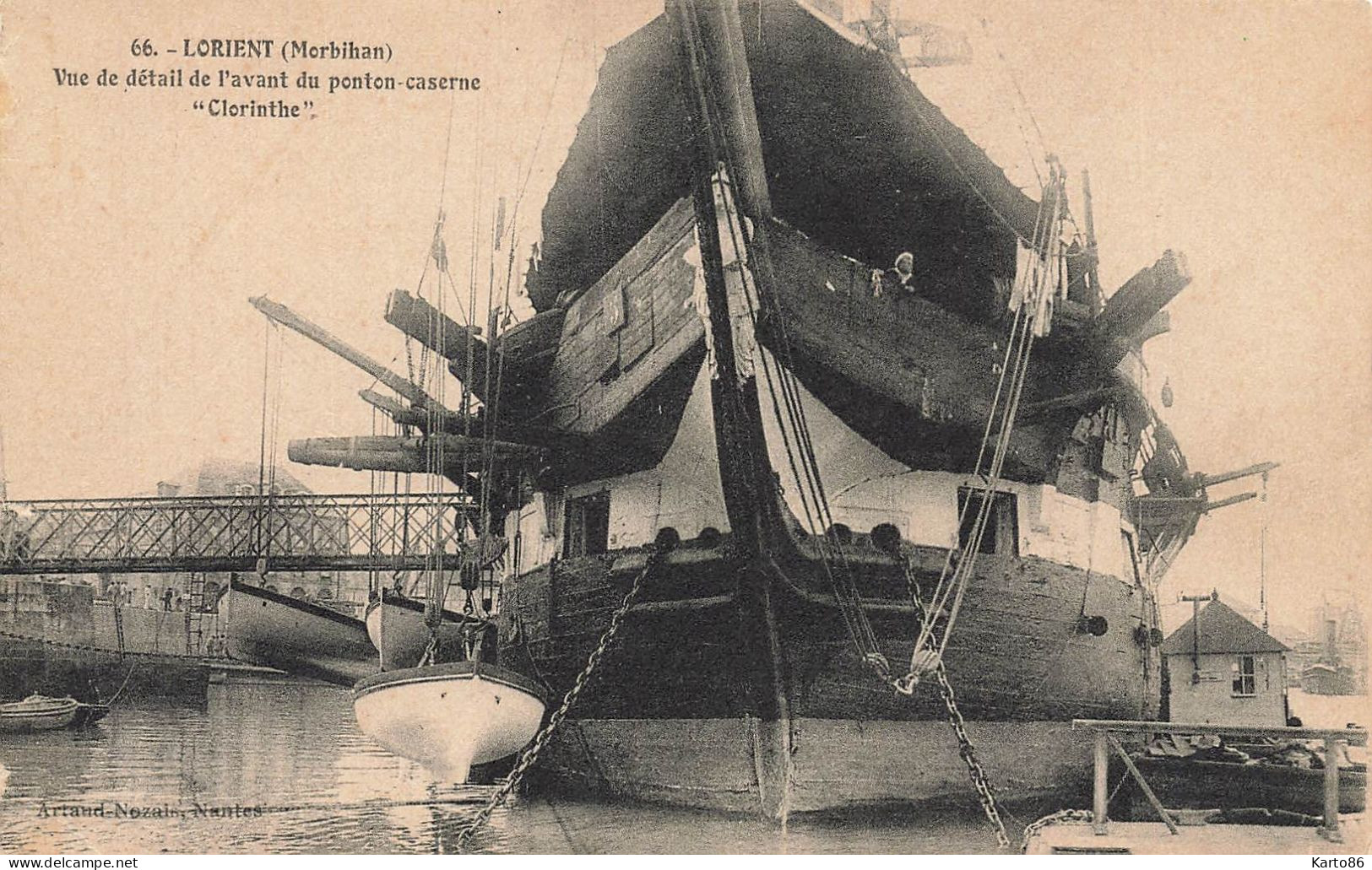 Lorient * Vue De Détail De L'avant Du Ponton Caserne " CLORINTHE " * Bateau Clorinthe - Lorient