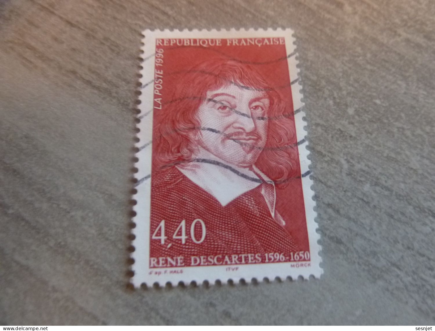 René Descartes (1596-1650) Philosophe - 4f.40 - Yt 2995 - Rouge-brique - Oblitéré - Année 1996 - - Usados