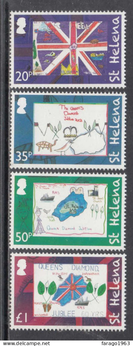 2013 St. Helena Children's Art Flags Maps  Complete Set Of 4 MNH - St. Helena