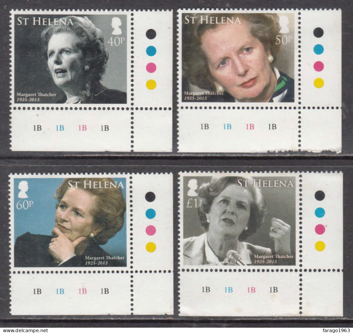 2013 St. Helena Margaret Thatcher Prime Minister Complete Set Of 4 MNH - Sainte-Hélène