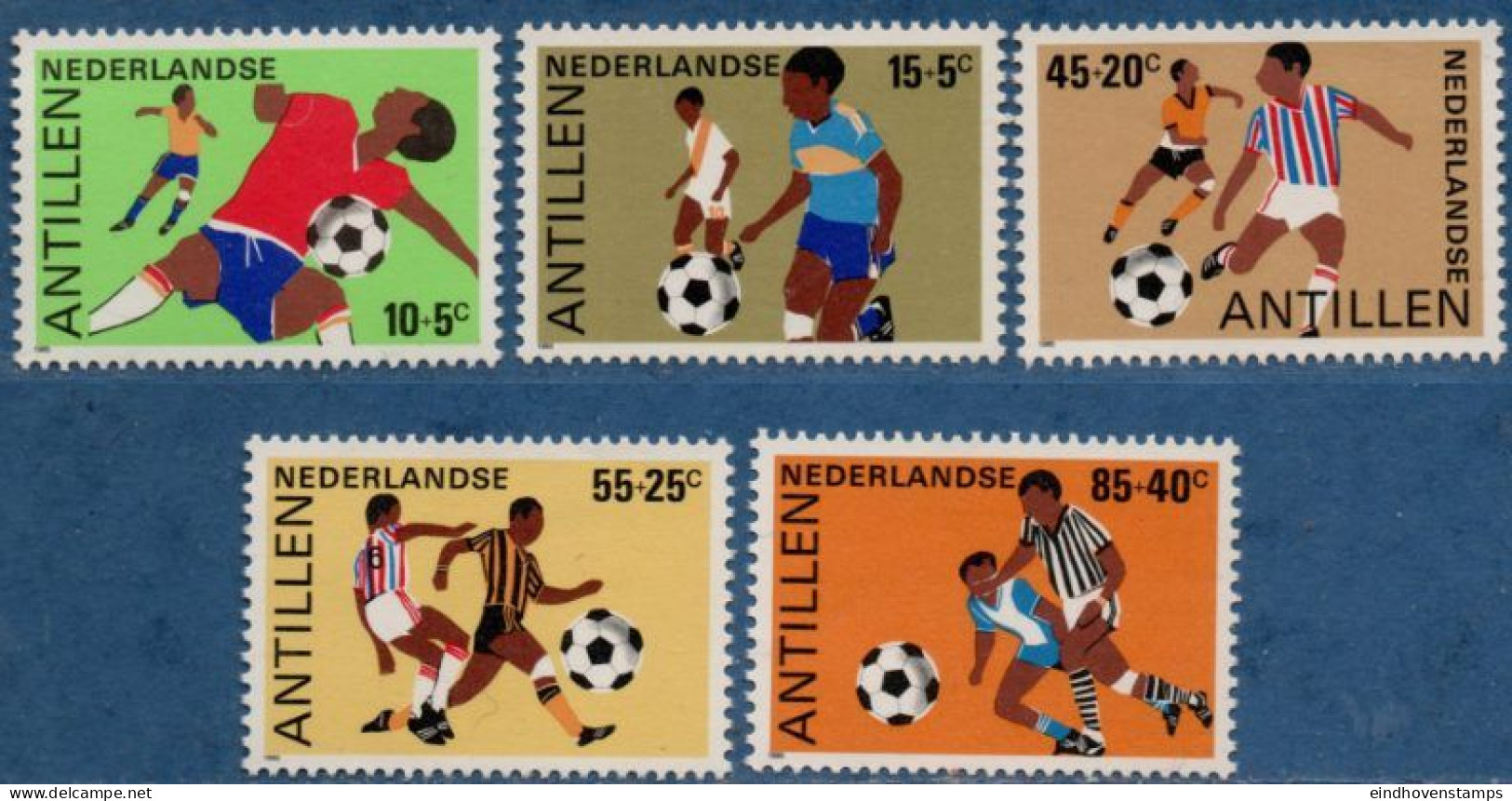 Dutch Antilles 1985 Football Scenes 5 Val MNH Nederlandse Antillen - - Altri & Non Classificati