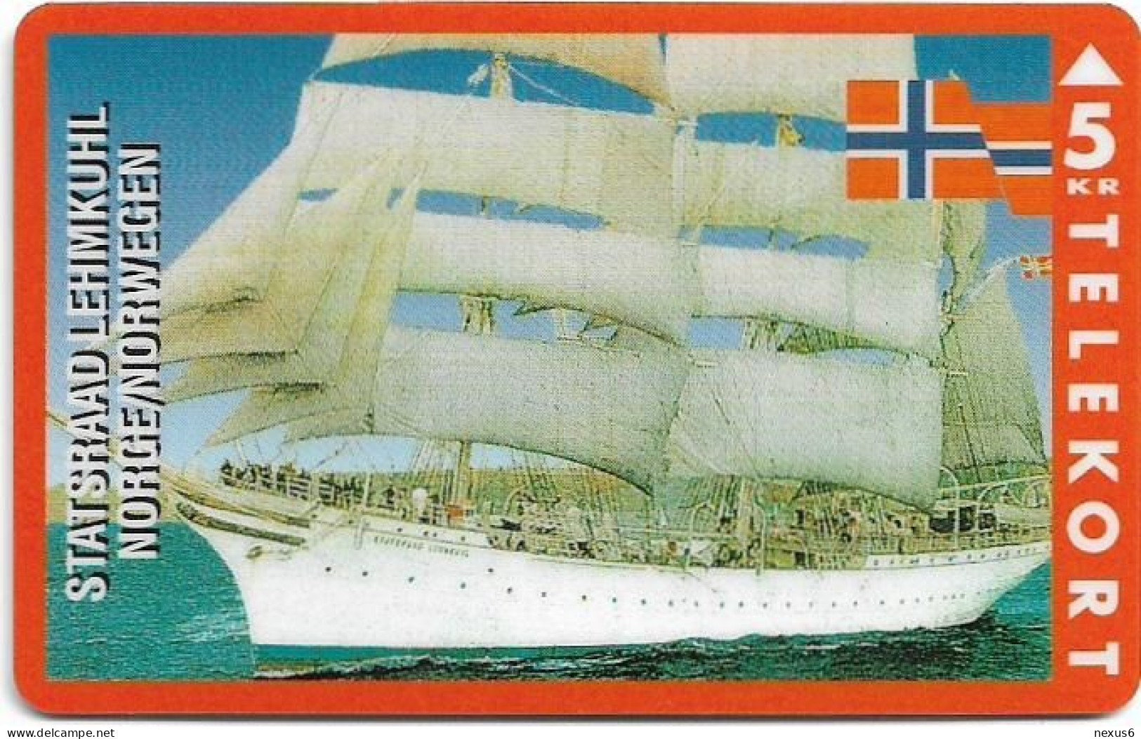 Denmark - KTAS - Ships (Red) - Norway - Statsraad Lemkuhl - TDKP123 - 01.1995, 5kr, 2.000ex, Usedsed - Danemark