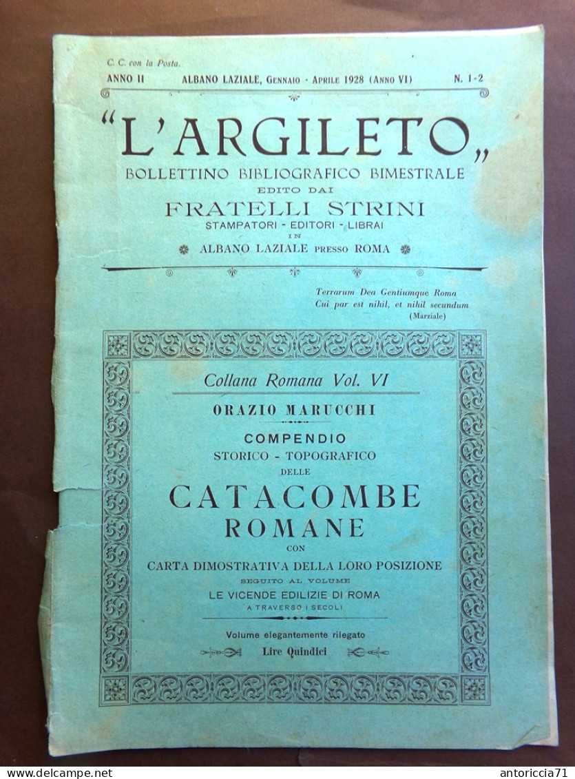 L'Argileto Di Gennaio 1928 Catacombe Avvenire Ludovisi Santini Umanesimo Altieri - Other & Unclassified