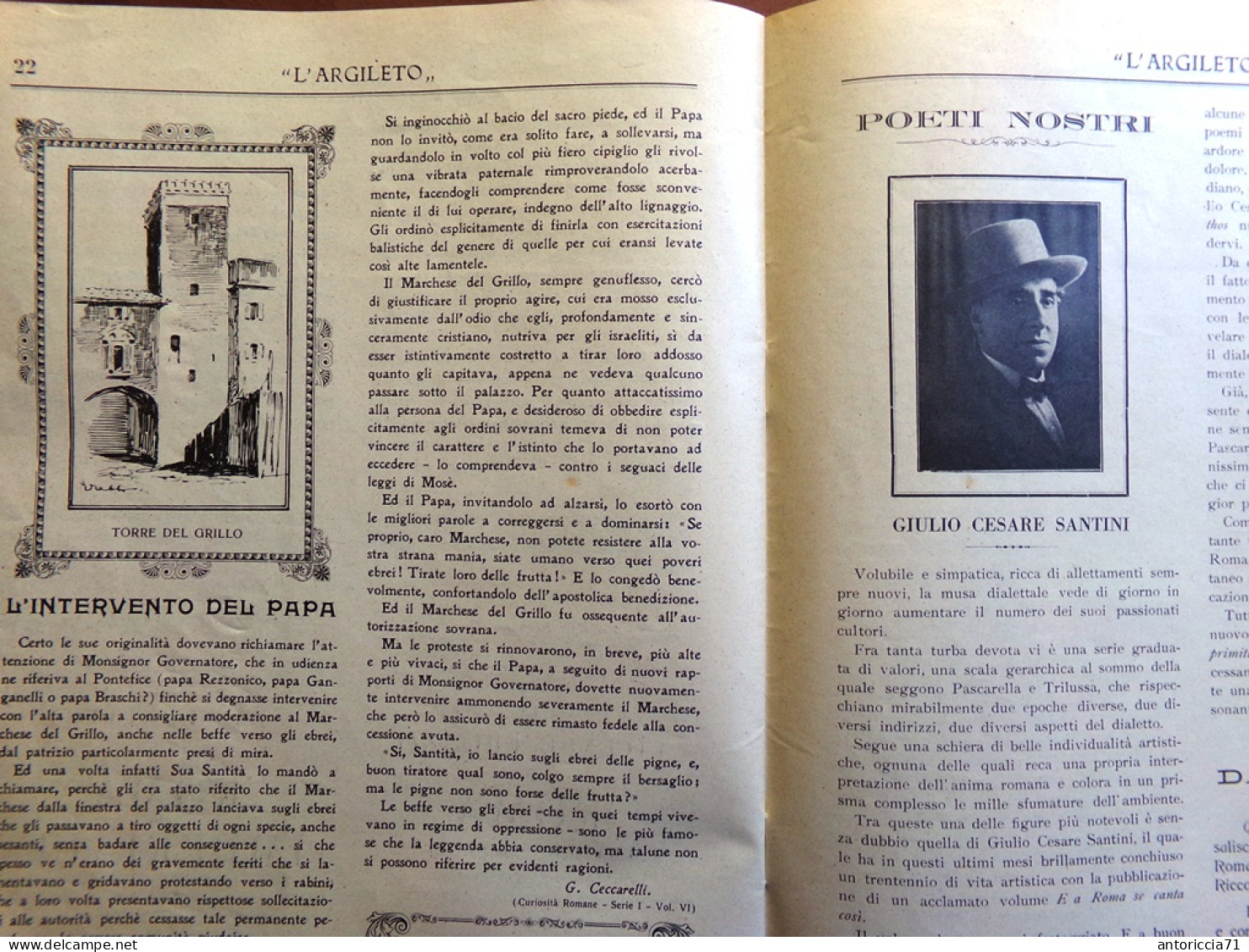 L'Argileto Di Gennaio 1928 Catacombe Avvenire Ludovisi Santini Umanesimo Altieri - Other & Unclassified