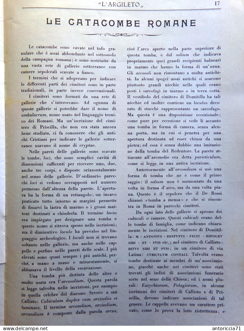 L'Argileto Di Gennaio 1928 Catacombe Avvenire Ludovisi Santini Umanesimo Altieri - Other & Unclassified