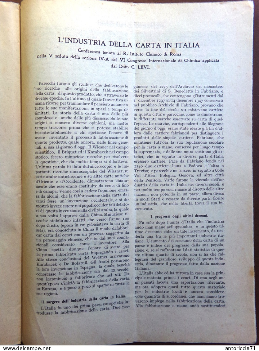 Conferenze E Prolusioni Del 1 Febbraio 1908 Industria Carta America Lavoro Roth - Other & Unclassified