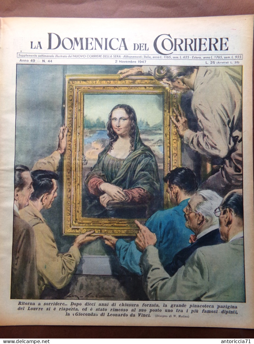 La Domenica Del Corriere 2 Novembre 1947 Gioconda Louvre Tyrone Power Conchita - Other & Unclassified