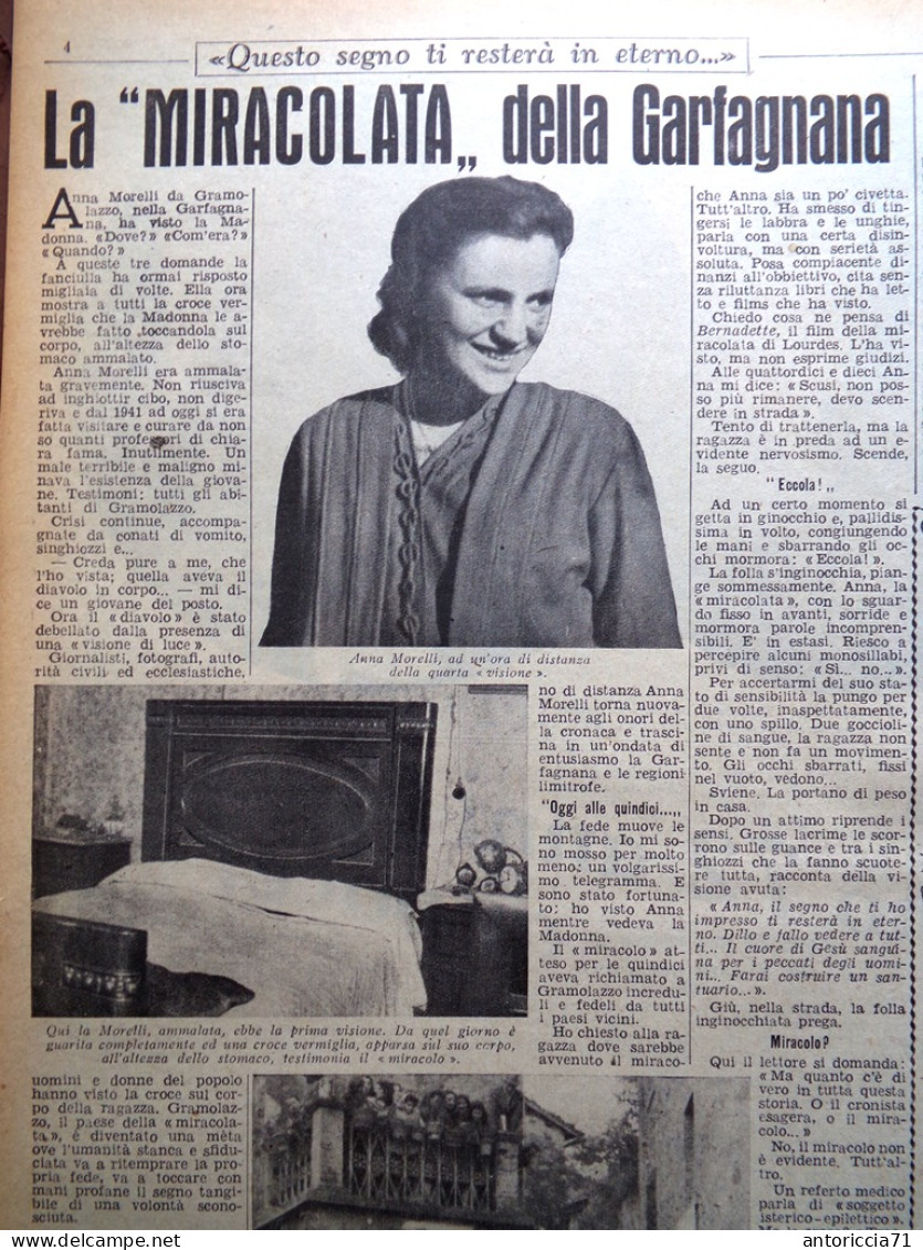 La Domenica Del Corriere 21 Dicembre 1947 Anna Morelli Garfagnana Temple Keller - Other & Unclassified