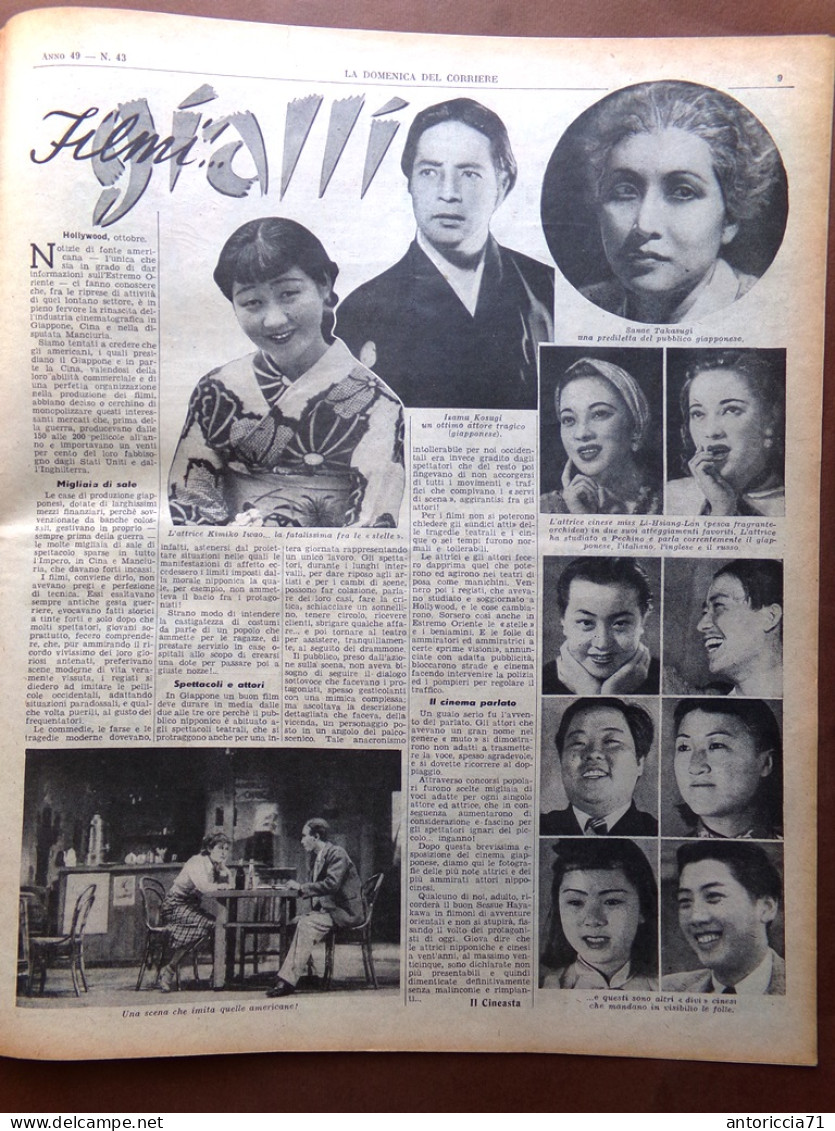 La Domenica Del Corriere 26 Ottobre 1947 Eva Peron Ghiaccio Film Orientali Pesci - Other & Unclassified