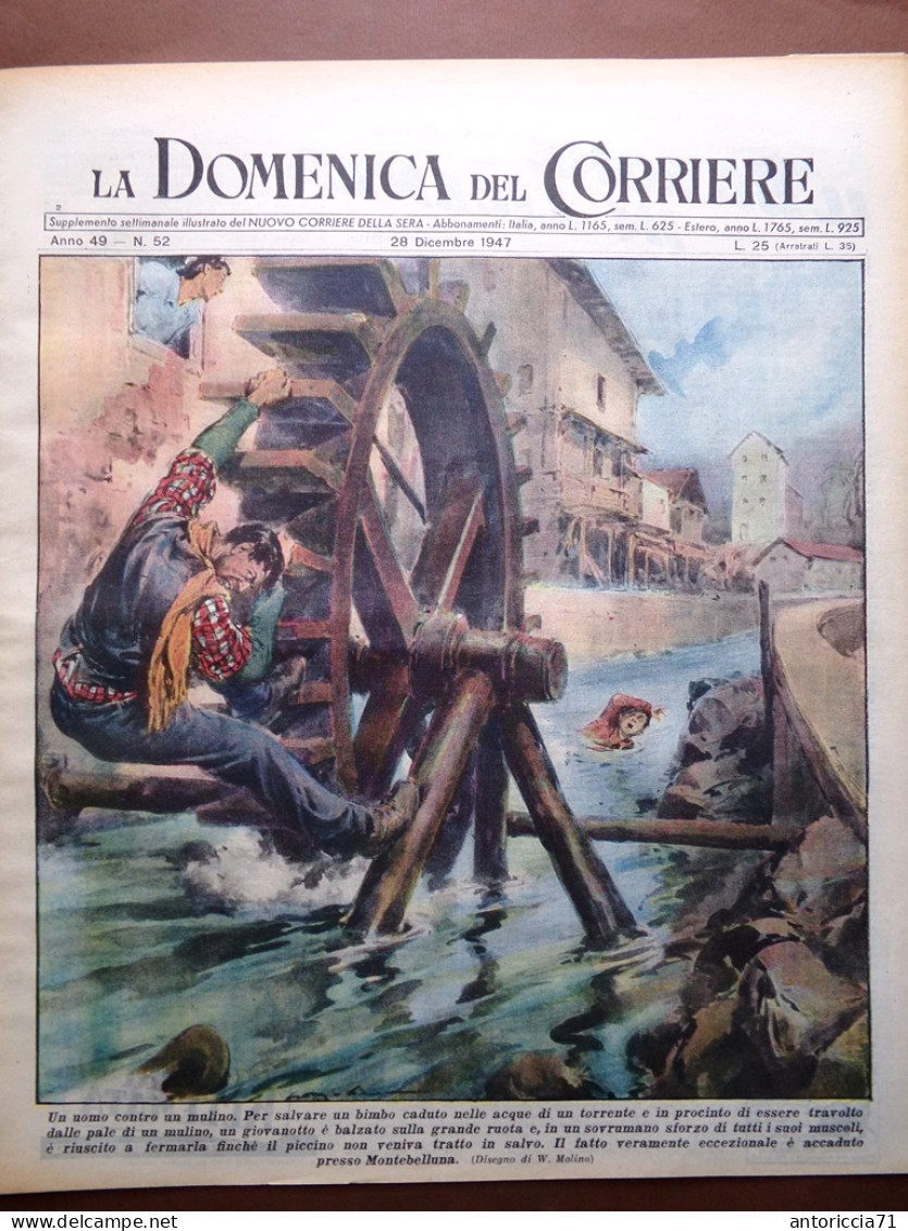 La Domenica Del Corriere 28 Dicembre 1947 Musco Michele Morgan Keller Boxe AUSA - Other & Unclassified