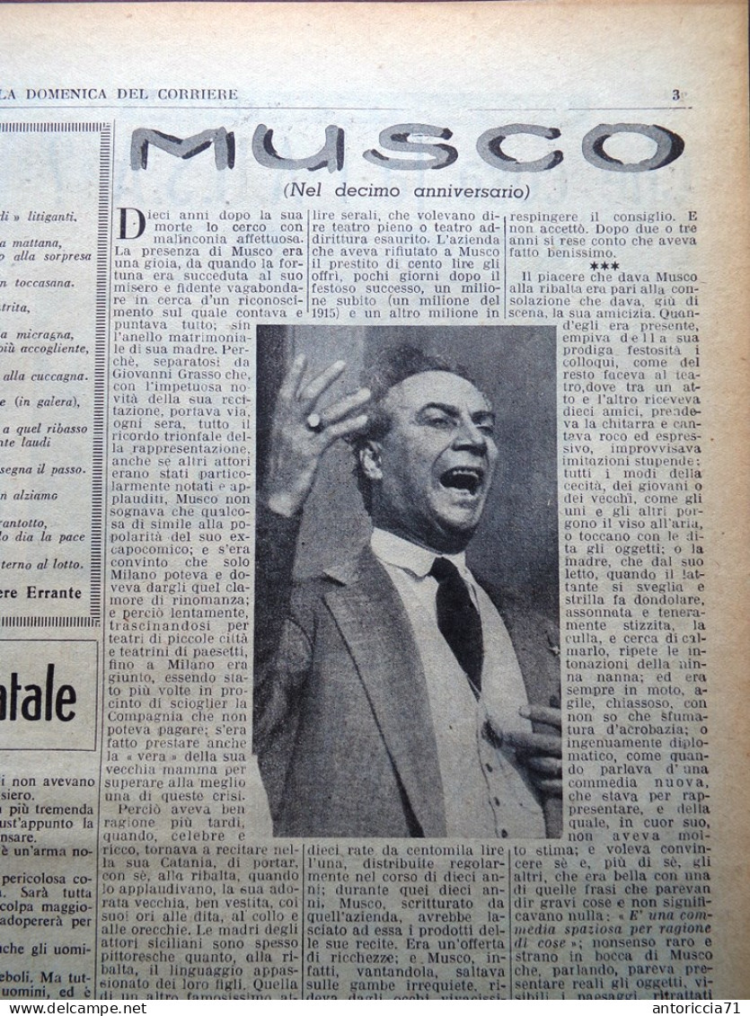 La Domenica Del Corriere 28 Dicembre 1947 Musco Michele Morgan Keller Boxe AUSA - Other & Unclassified