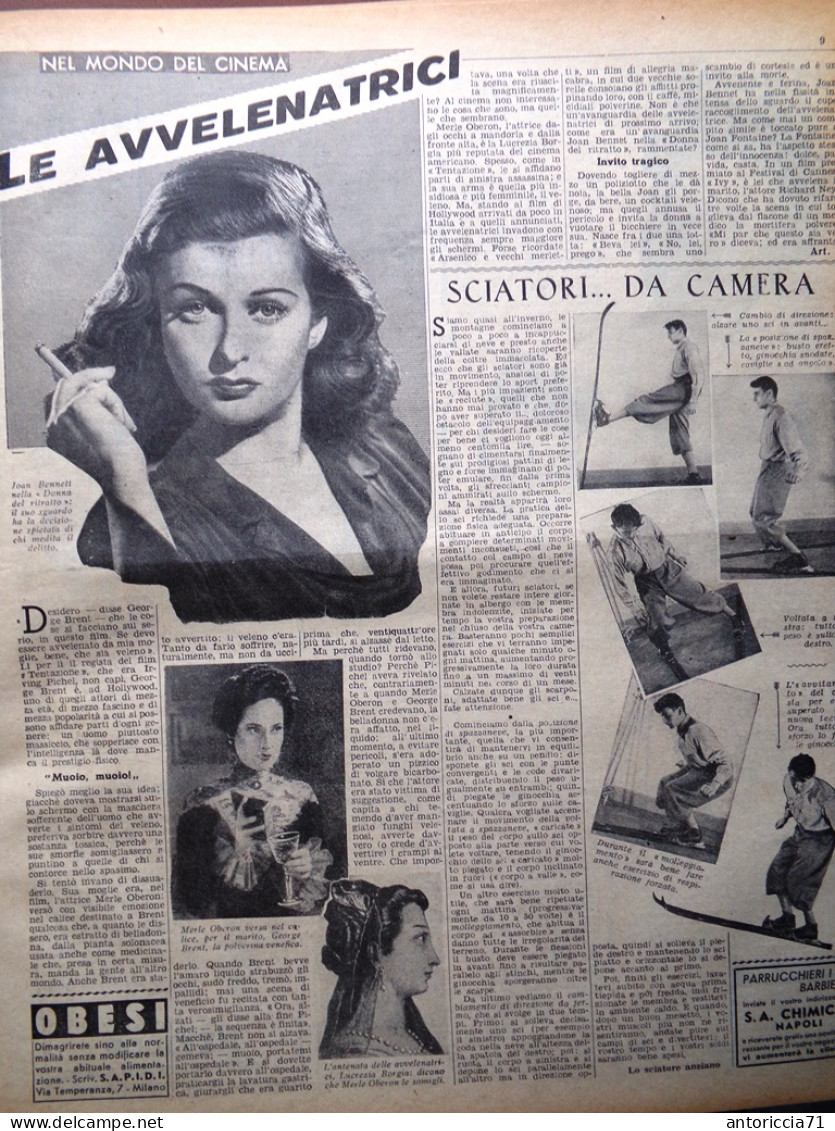 La Domenica Del Corriere 7 Dicembre 1947 Bennett Oberon Spiriti Sci Giapponesi - Other & Unclassified