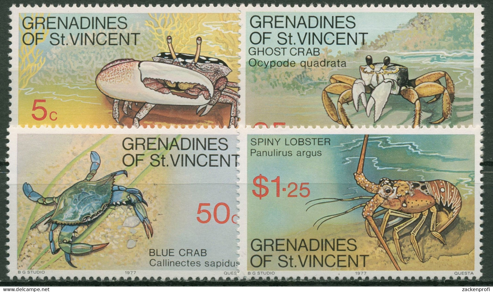 St. Vincent-Grenadinen 1977 Krebse 118/21 Postfrisch - St.Vincent & Grenadines