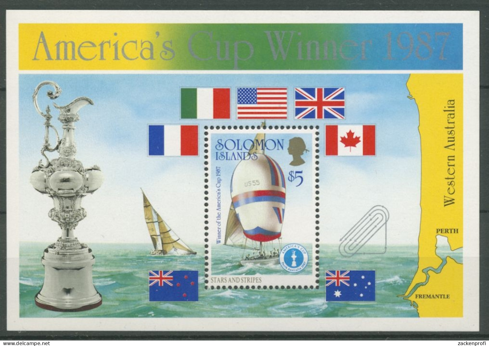 Salomoninseln 1987 USA Gewinnt Den America's Cup Block 22 Postfrisch (C25352) - Solomon Islands (1978-...)