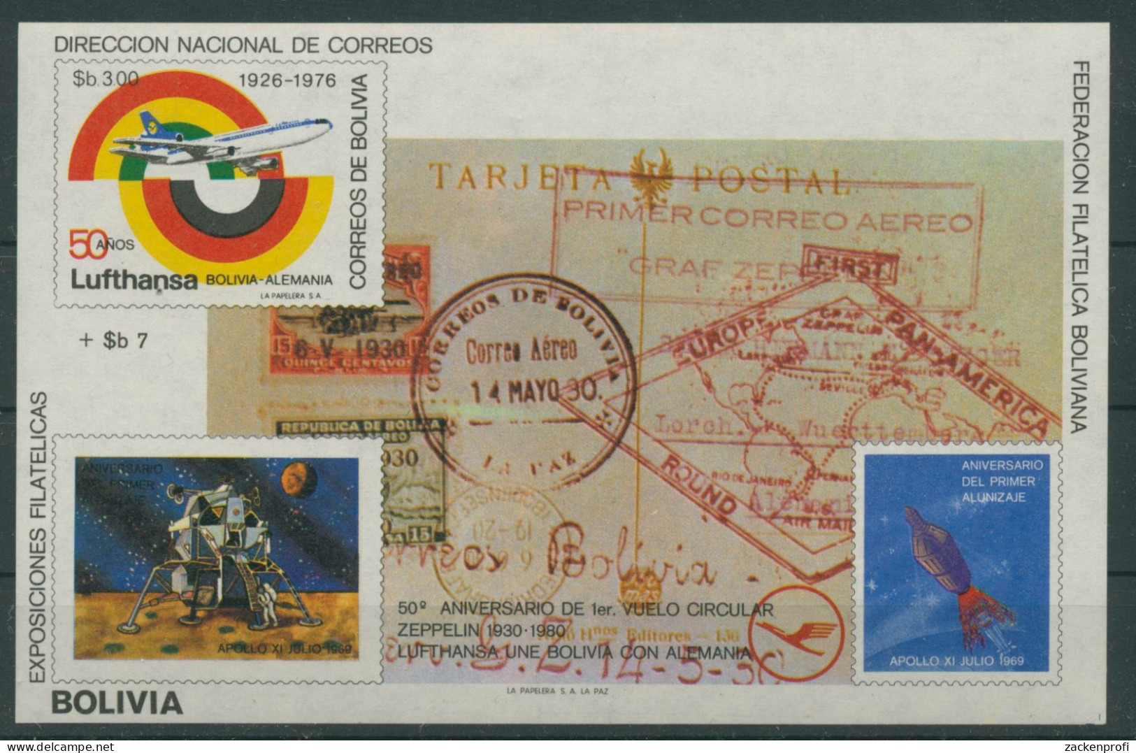 Bolivien 1980 Zeppelin Südamerikafahrt Block 104 Postfrisch (C22858) - Bolivia