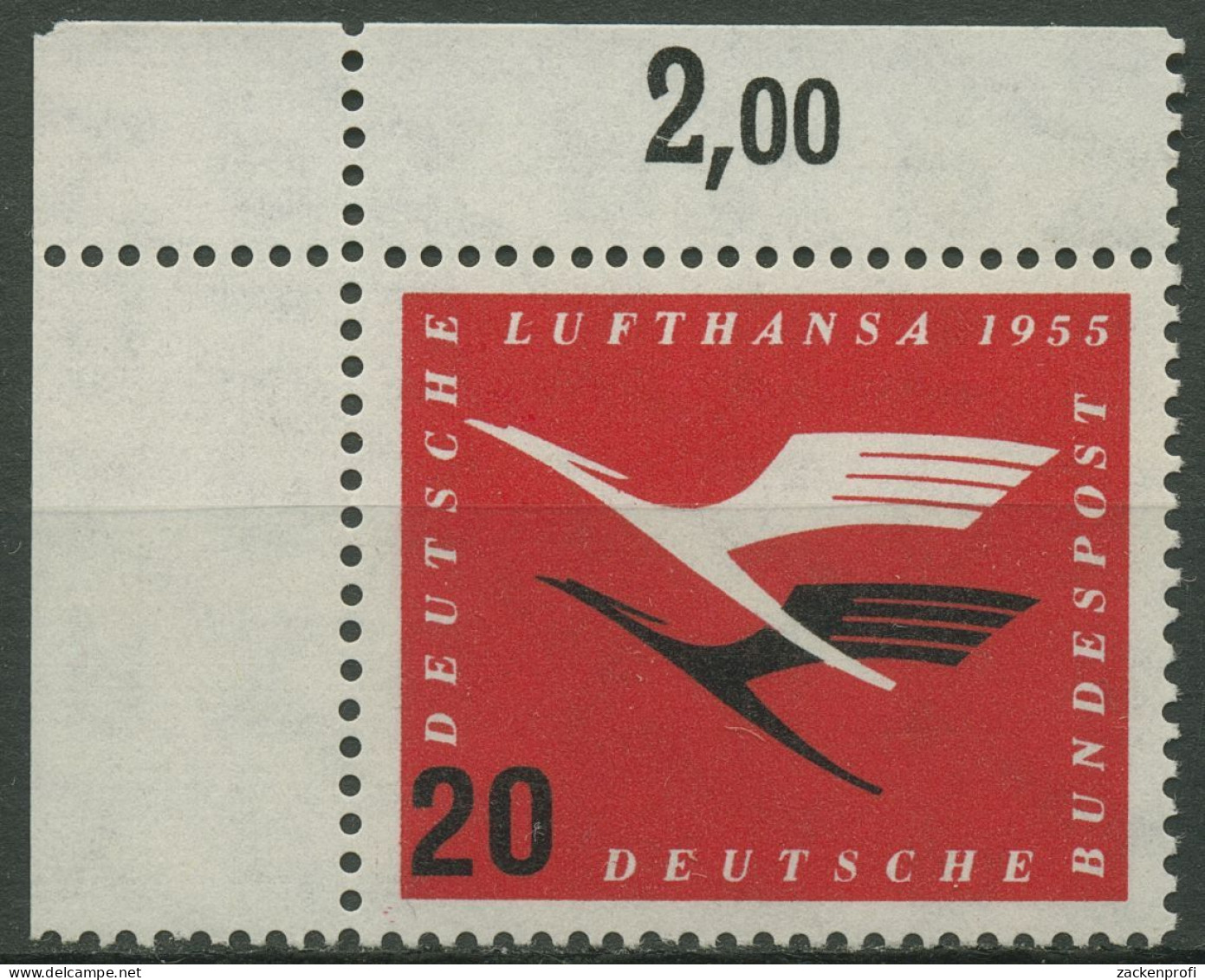 Bund 1955 Deutsche Lufthansa 208 Va Ecke Oben Links Postfrisch - Ungebraucht