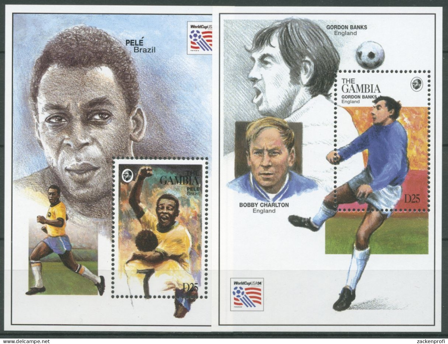 Gambia 1994 Fußball-WM In Den USA Pelé Banks Block 237/38 Postfrisch (C28161) - Gambie (1965-...)