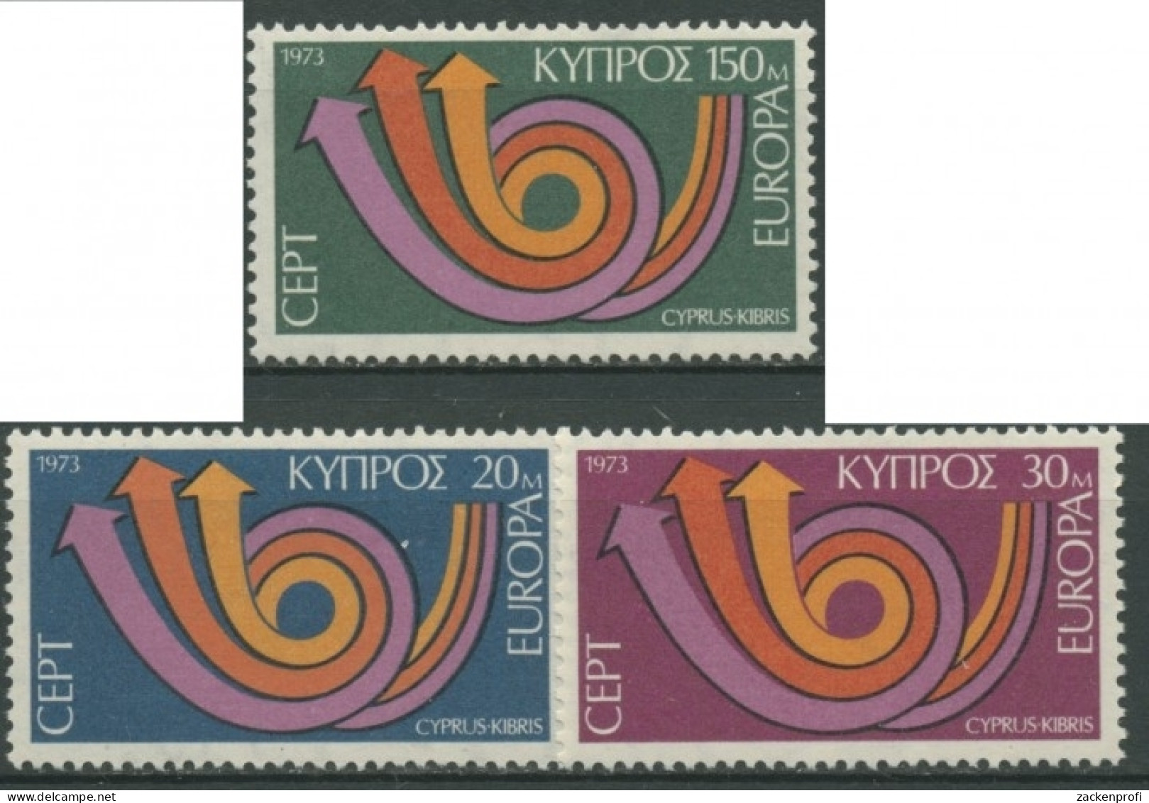 Zypern 1973 Europa: Stilisiertes Posthorn 389/91 Postfrisch - Unused Stamps