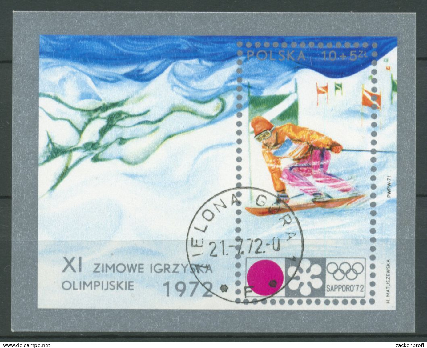 Polen 1972 Olympia Winterspiele Sapporo Block 49 Gestempelt (C93272) - Blocks & Kleinbögen