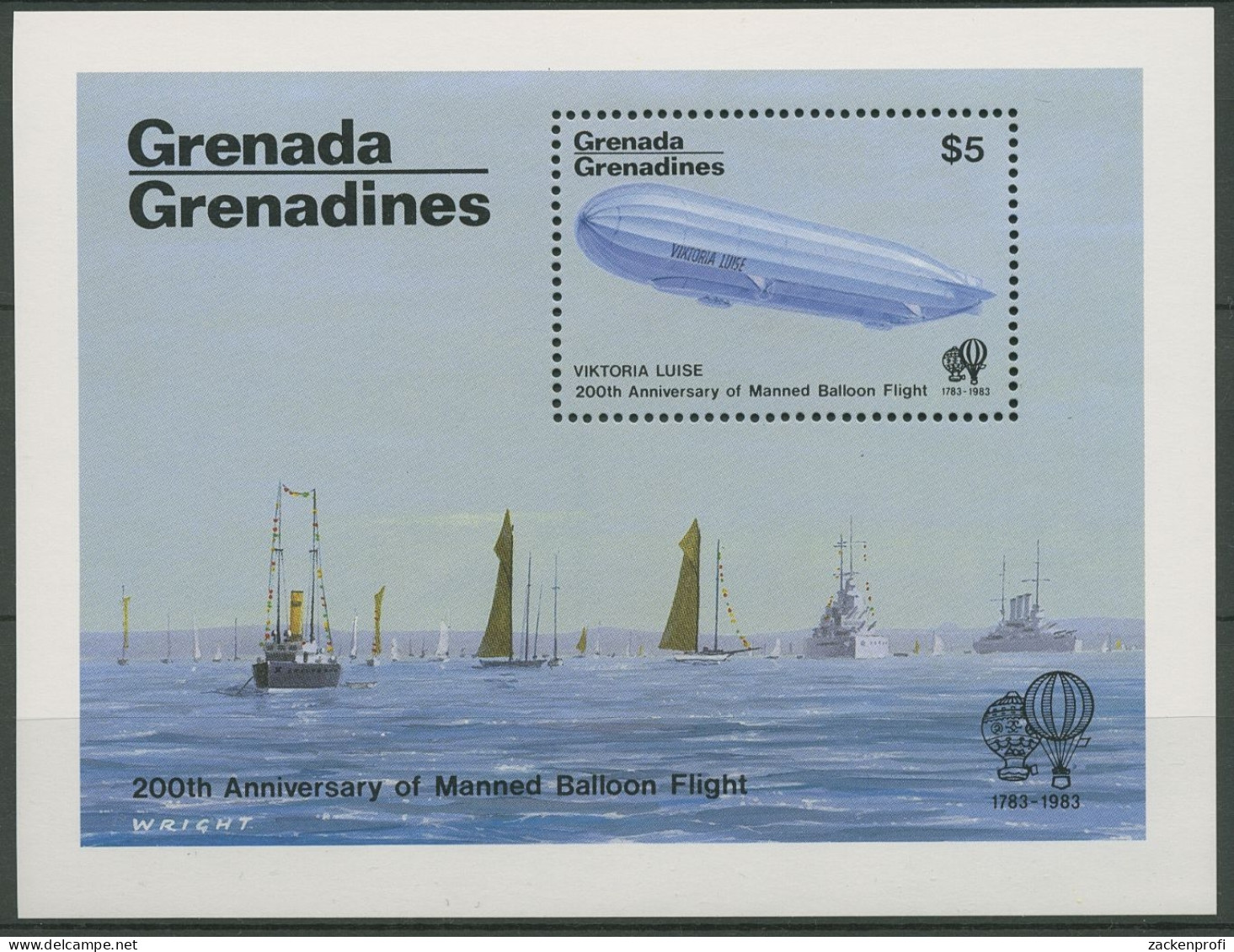 Grenada-Grenadinen 1983 Luftfahrt Luftschiffe Block 75 Postfrisch (C94417) - Grenada (1974-...)