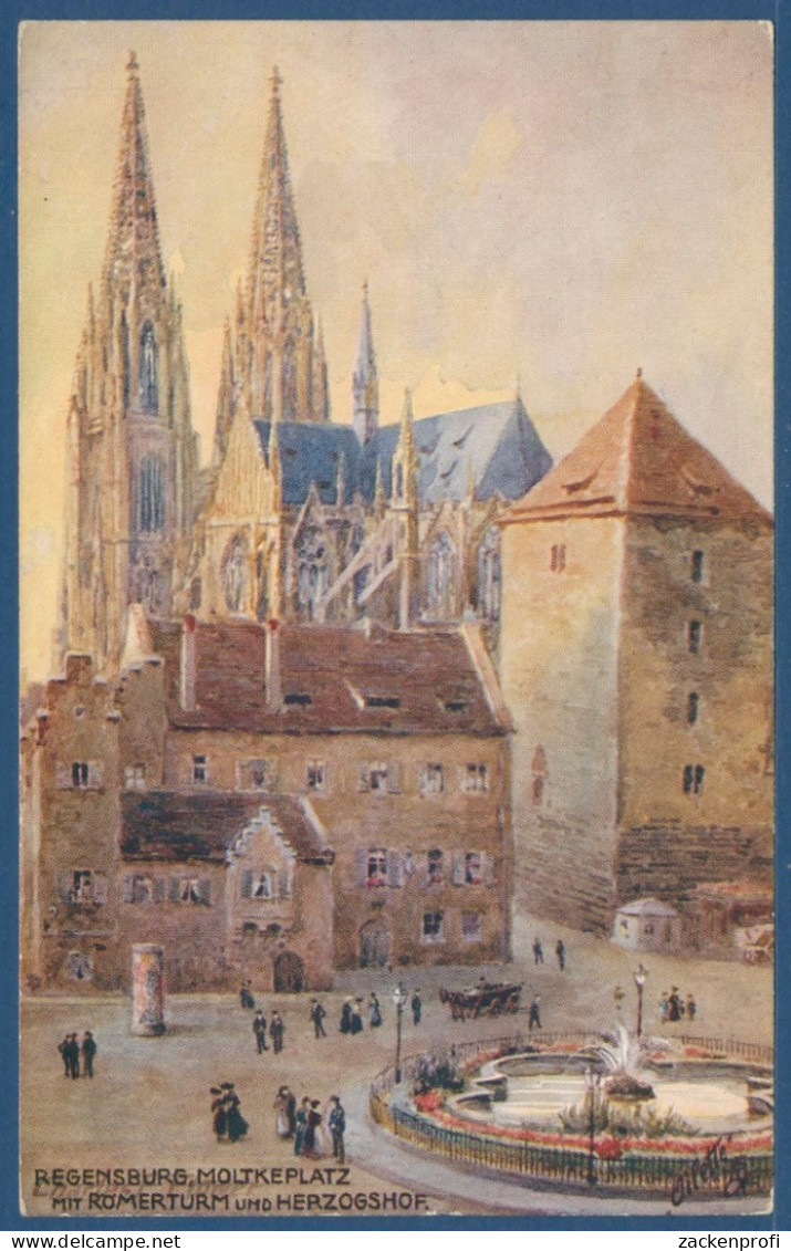 Regensburg Moltkeplatz Mit Römerturm, Ungebraucht (AK2108) - Regensburg