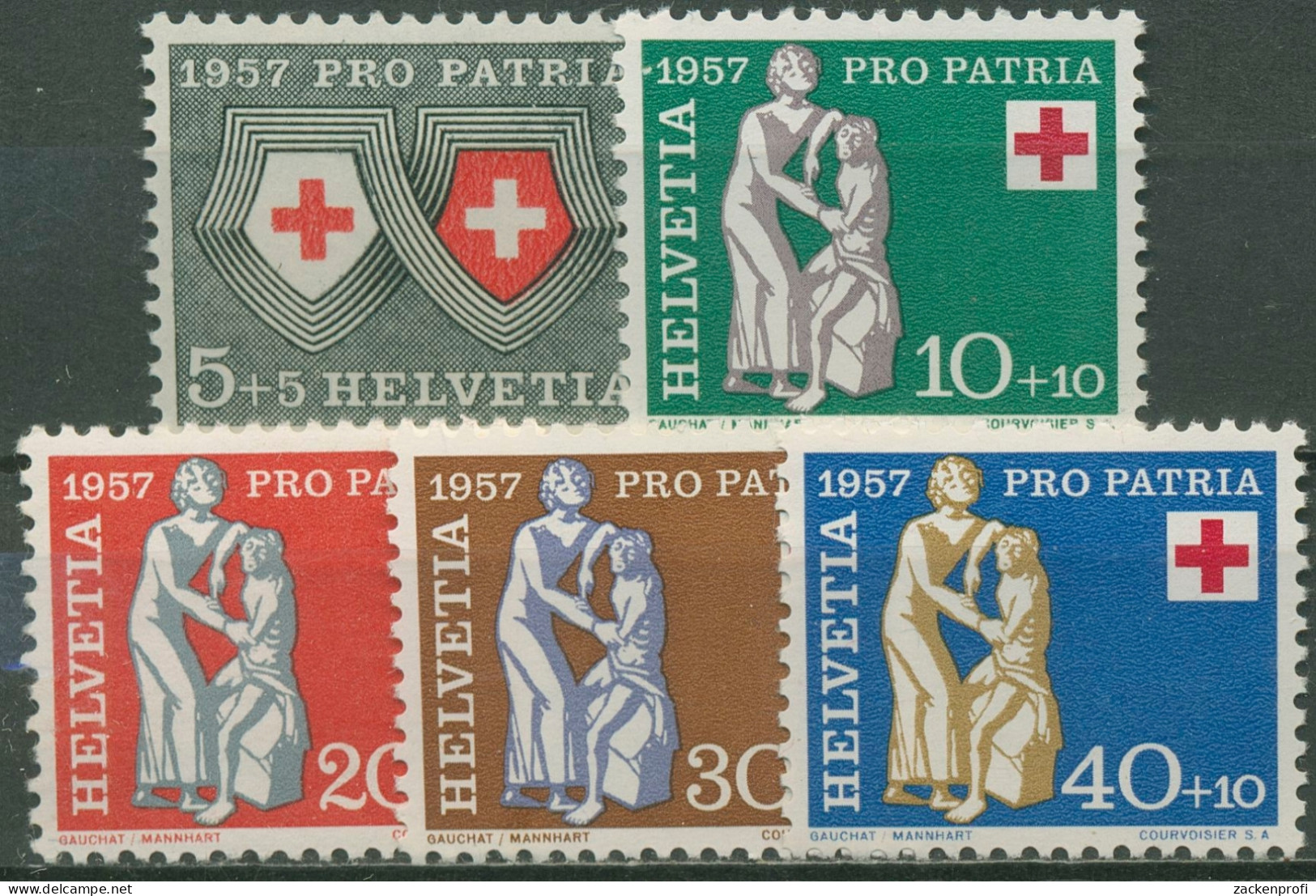 Schweiz 1957 Pro Patria Rotes Kreuz Wappen 641/45 Postfrisch - Neufs