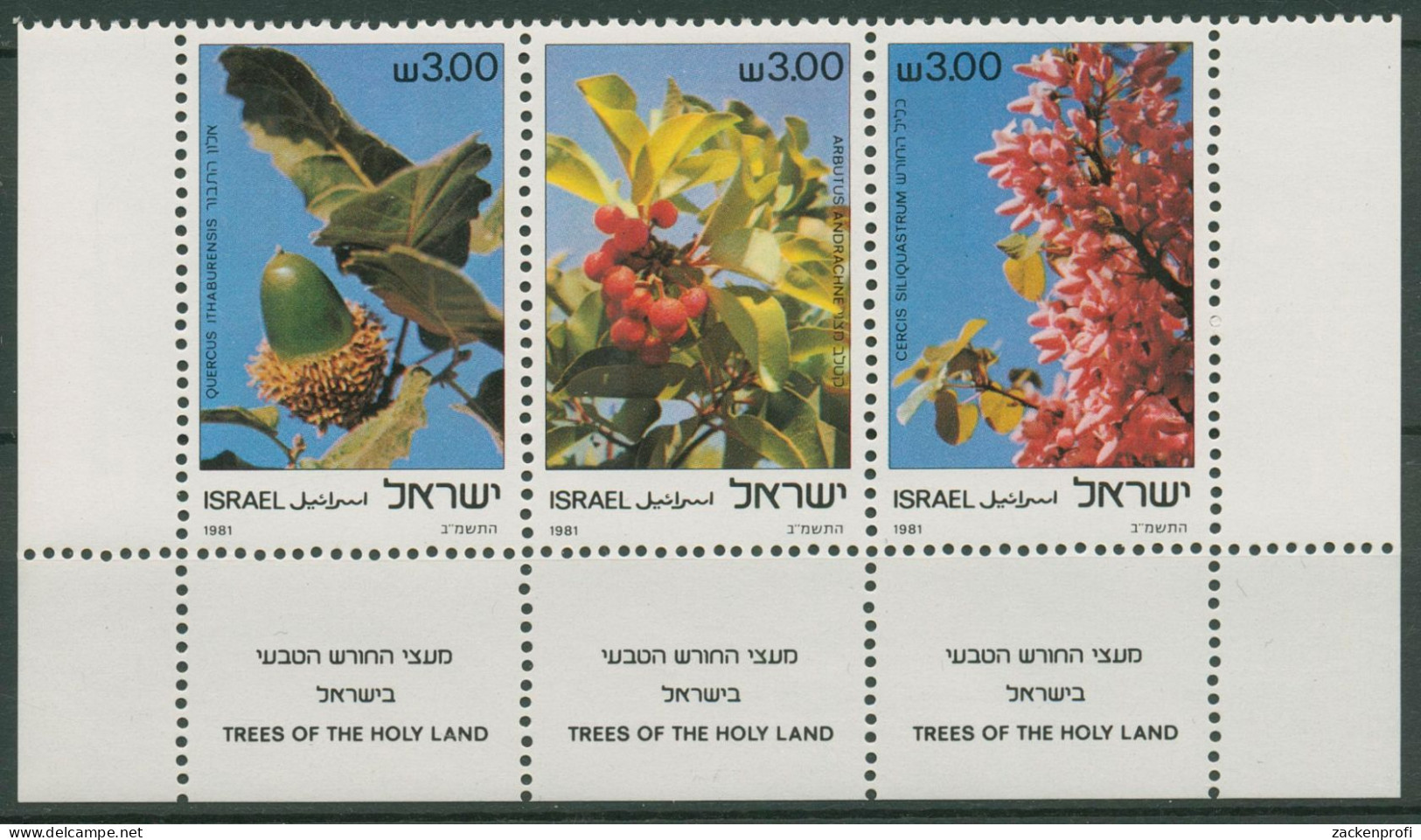 Israel 1981 Bäume Des Heiligen Landes 868/70 ZD Mit Tab Postfrisch - Ongebruikt (met Tabs)