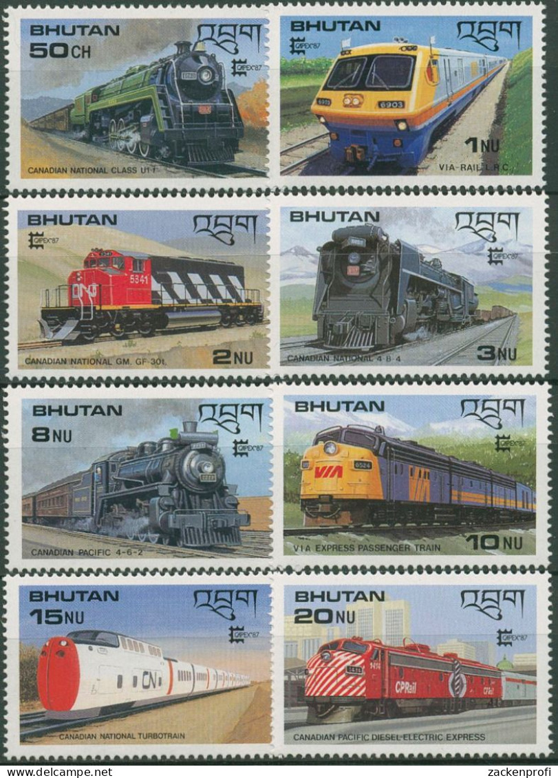 Bhutan 1987 CAPEX Eisenbahn Lokomotiven 1028/35 Postfrisch - Bhoutan