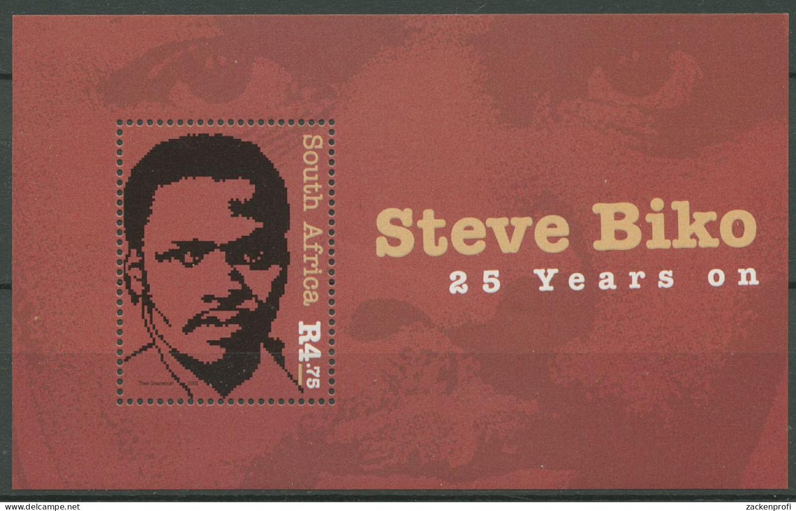 Südafrika 2002 Bürgerrechtler Steve Biko Block 88 Postfrisch (C40619) - Hojas Bloque