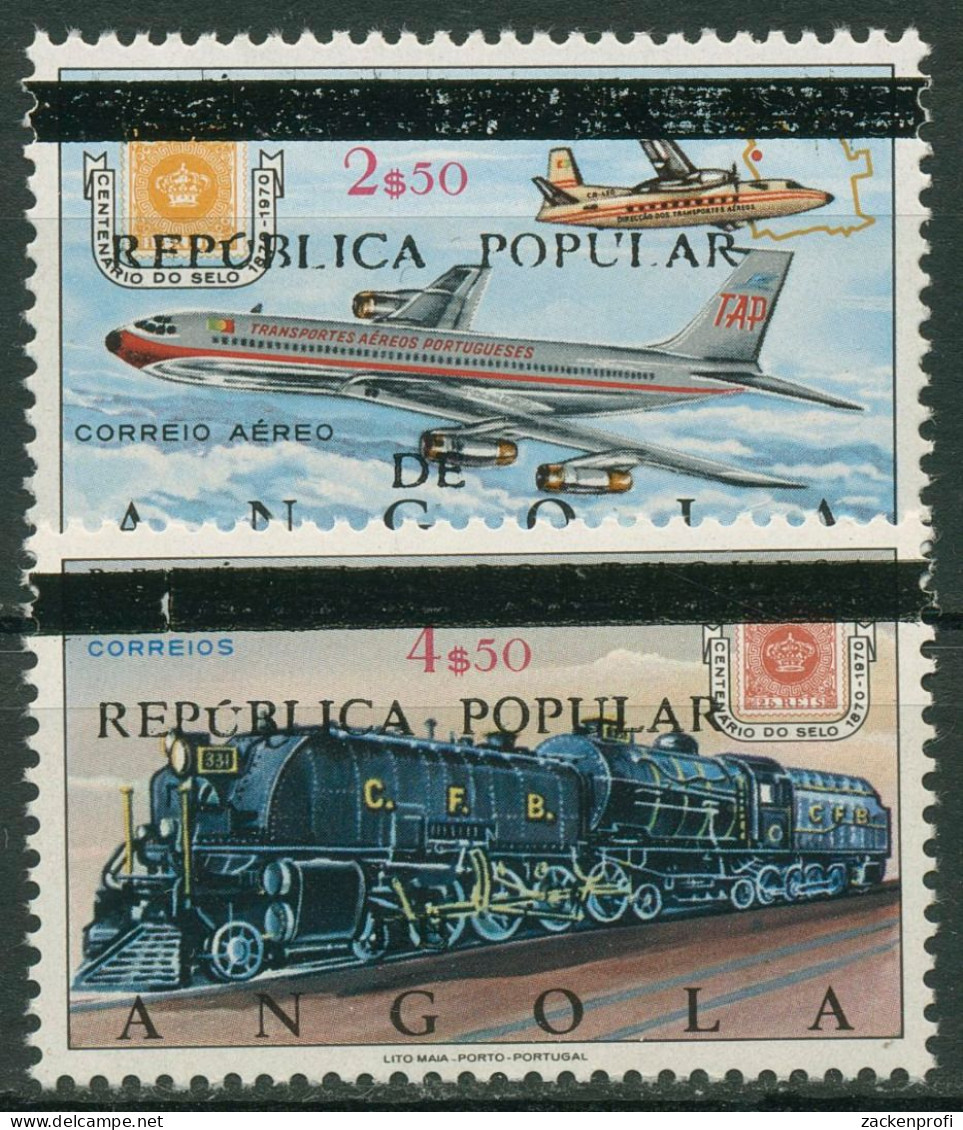 Angola 1980 110 J. Briefmarken In Angola Lokomotive Flugzeug 627/28 Postfrisch - Angola