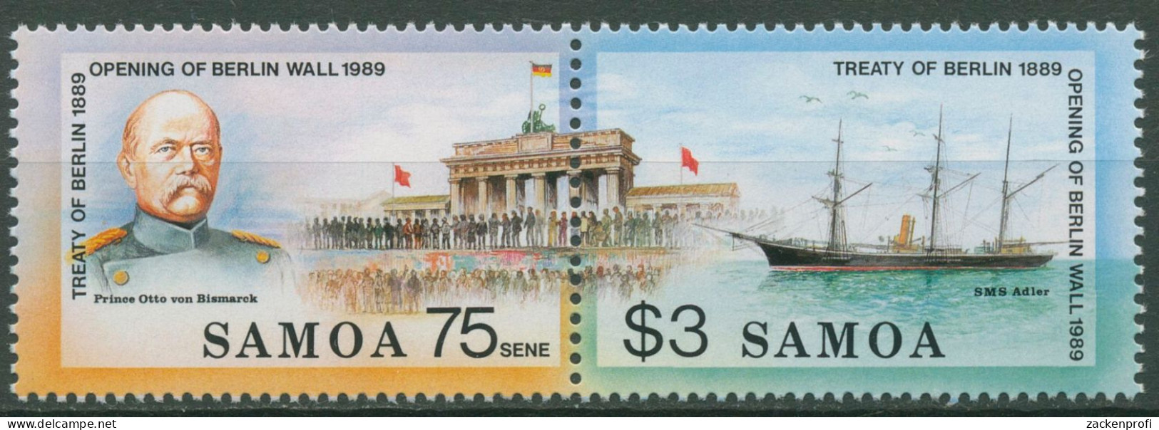 Samoa 1990 Öffnung Der Berliner Mauer Brandenburger Tor 701/02 ZD Postfrisch - Samoa