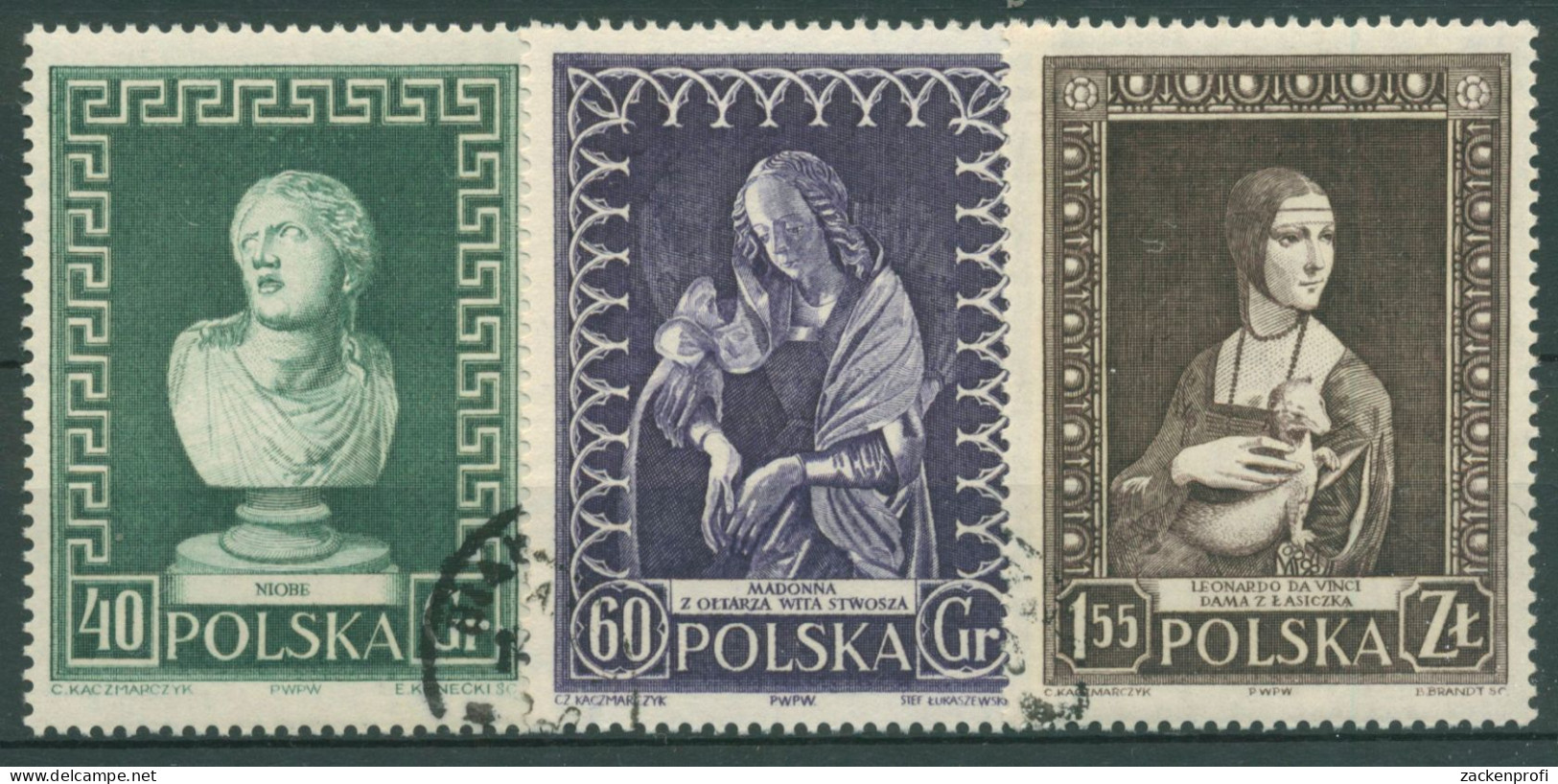 Polen 1956 Museumswoche Gemälde 990/92 Gestempelt - Used Stamps